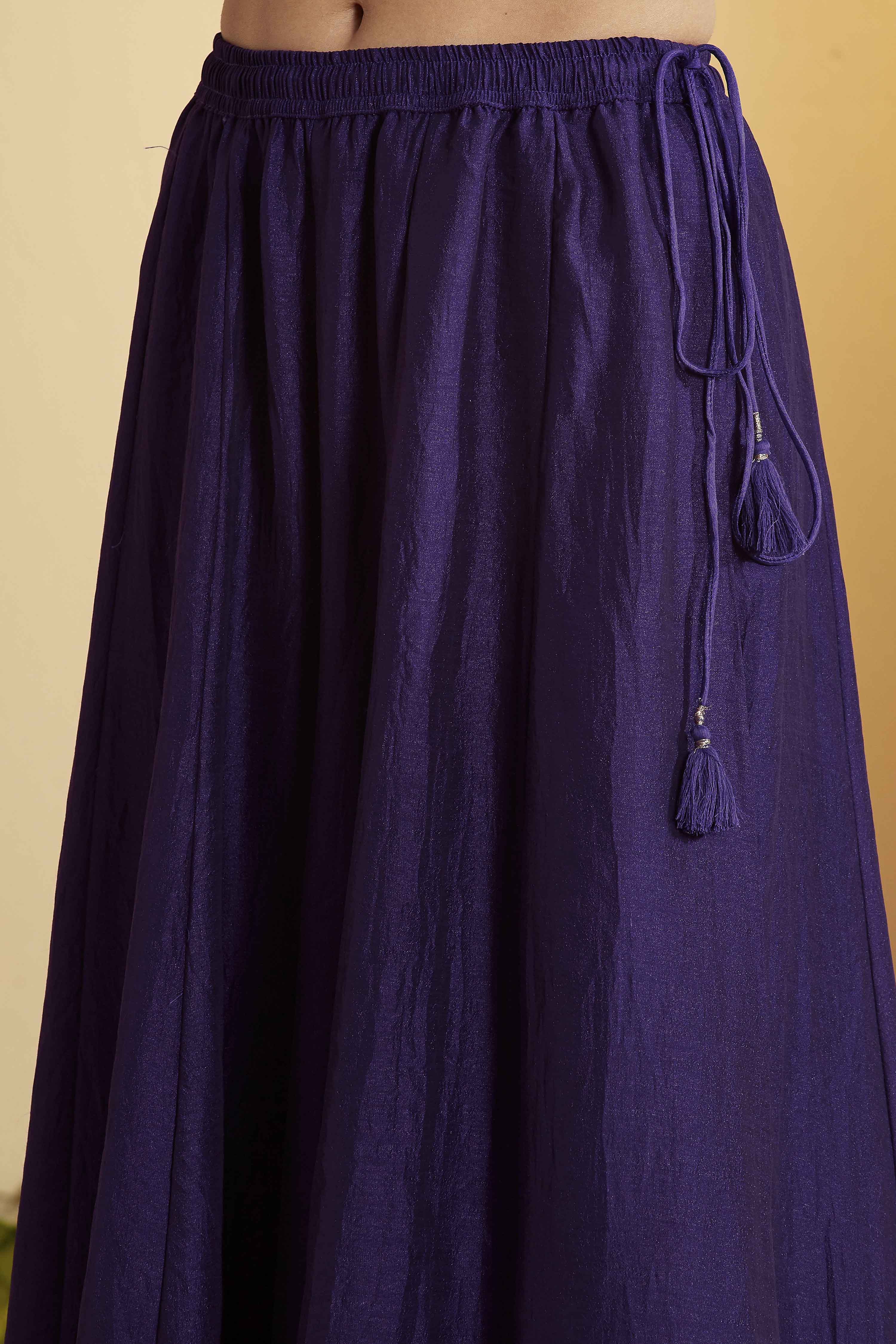 Violet Blue Viscose Rayon Halter Neck Sharara Set image number 2