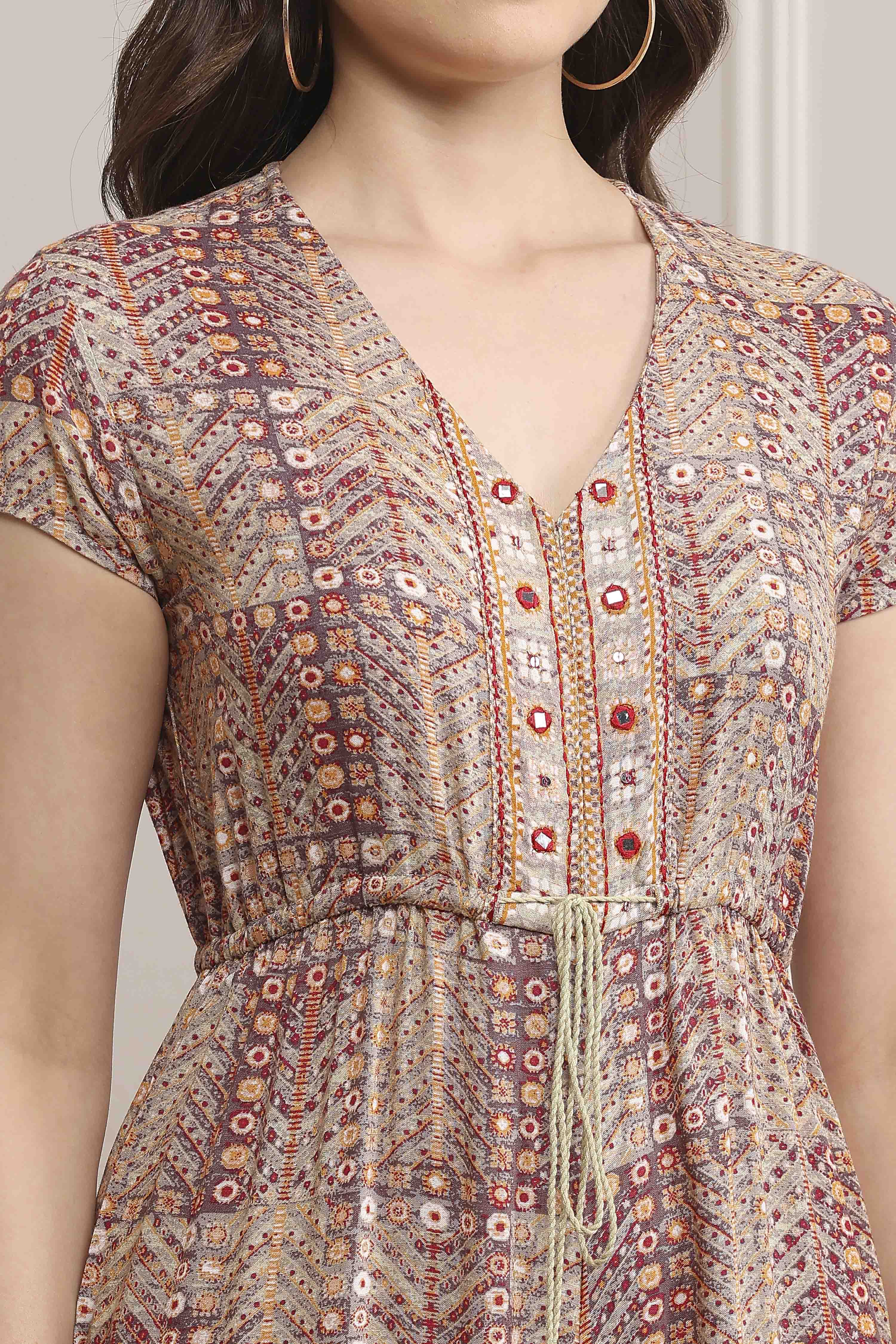 Purple LIVA Printed Jumpsuit image number 1