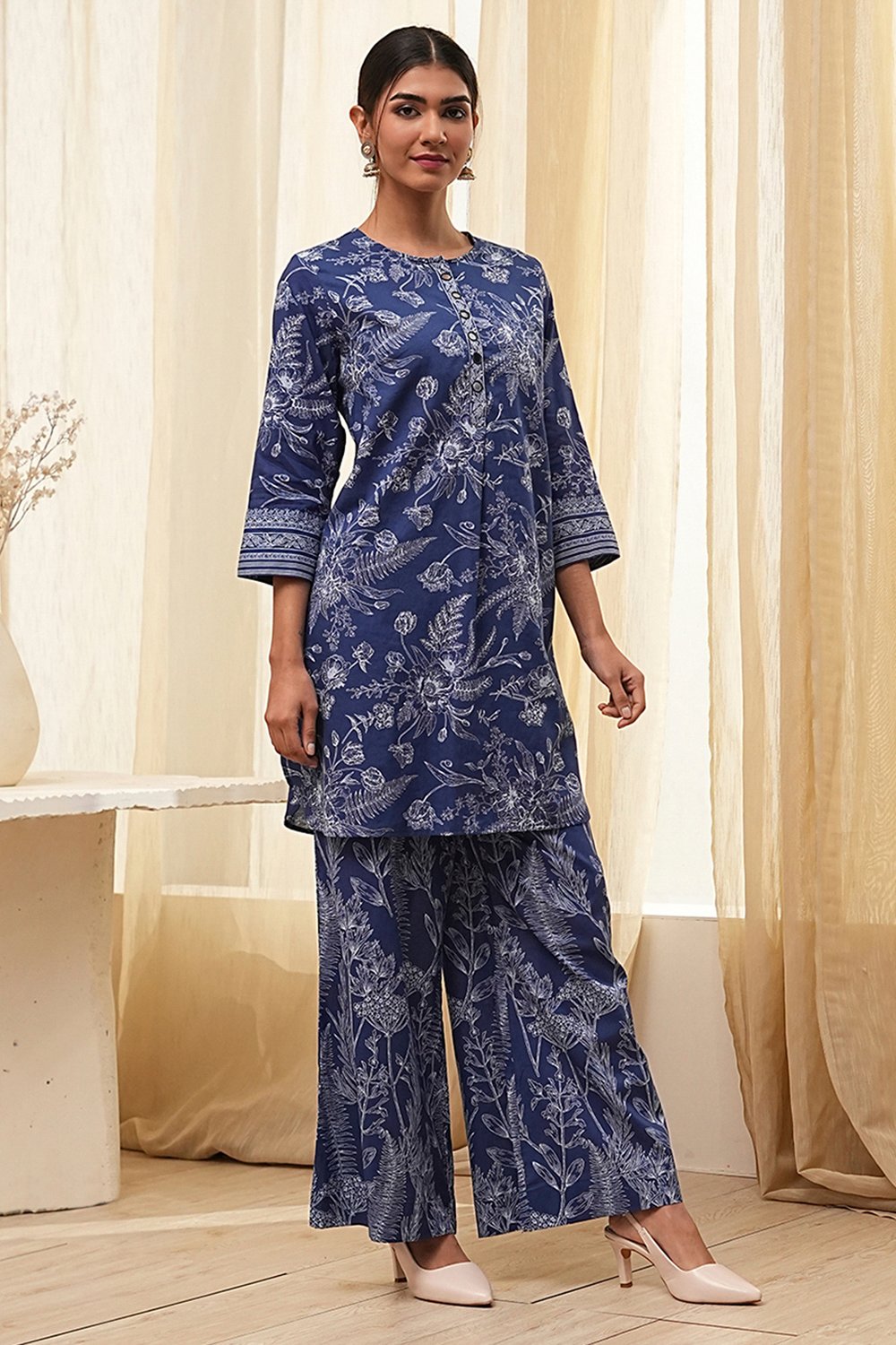 Indigo Pure Cotton Floral Co-ord Set image number 5