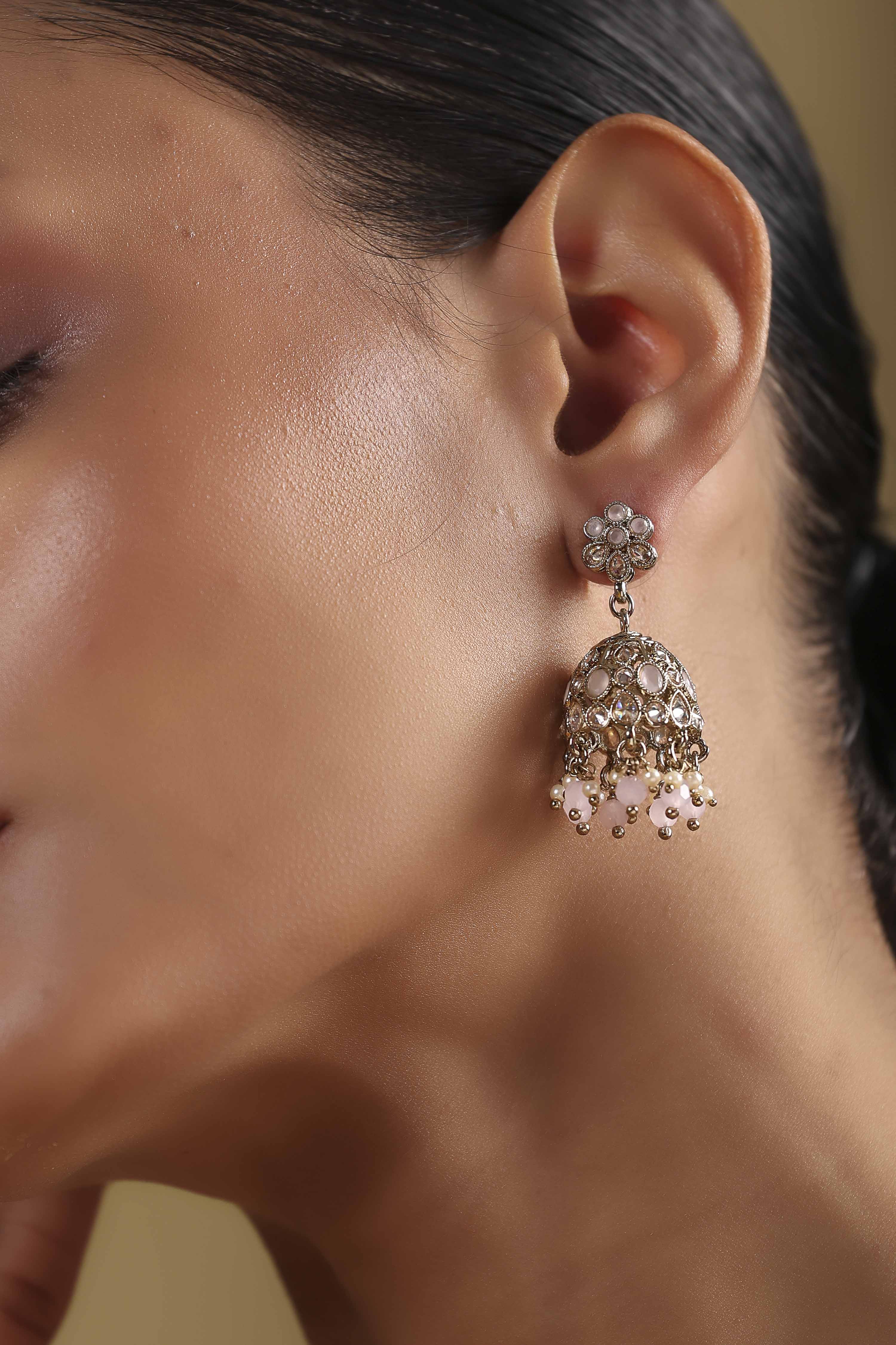 Light Pink Alloy Jhumka image number 1