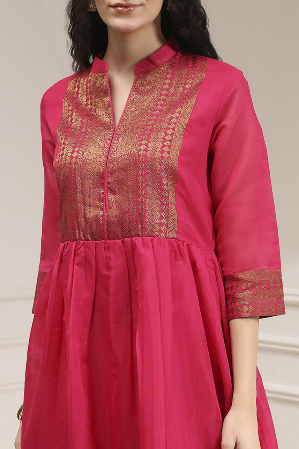 Green Yarn-Dyed Flared Kurta image number 1