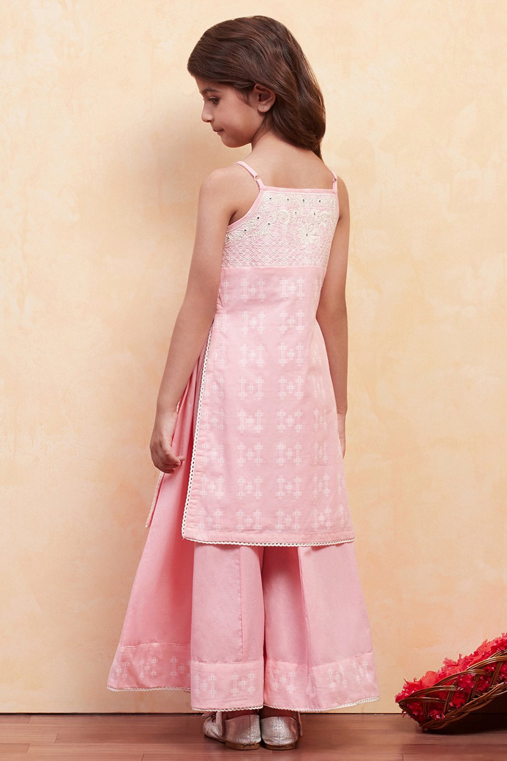 Pink Cotton Straight Suit Set image number 4