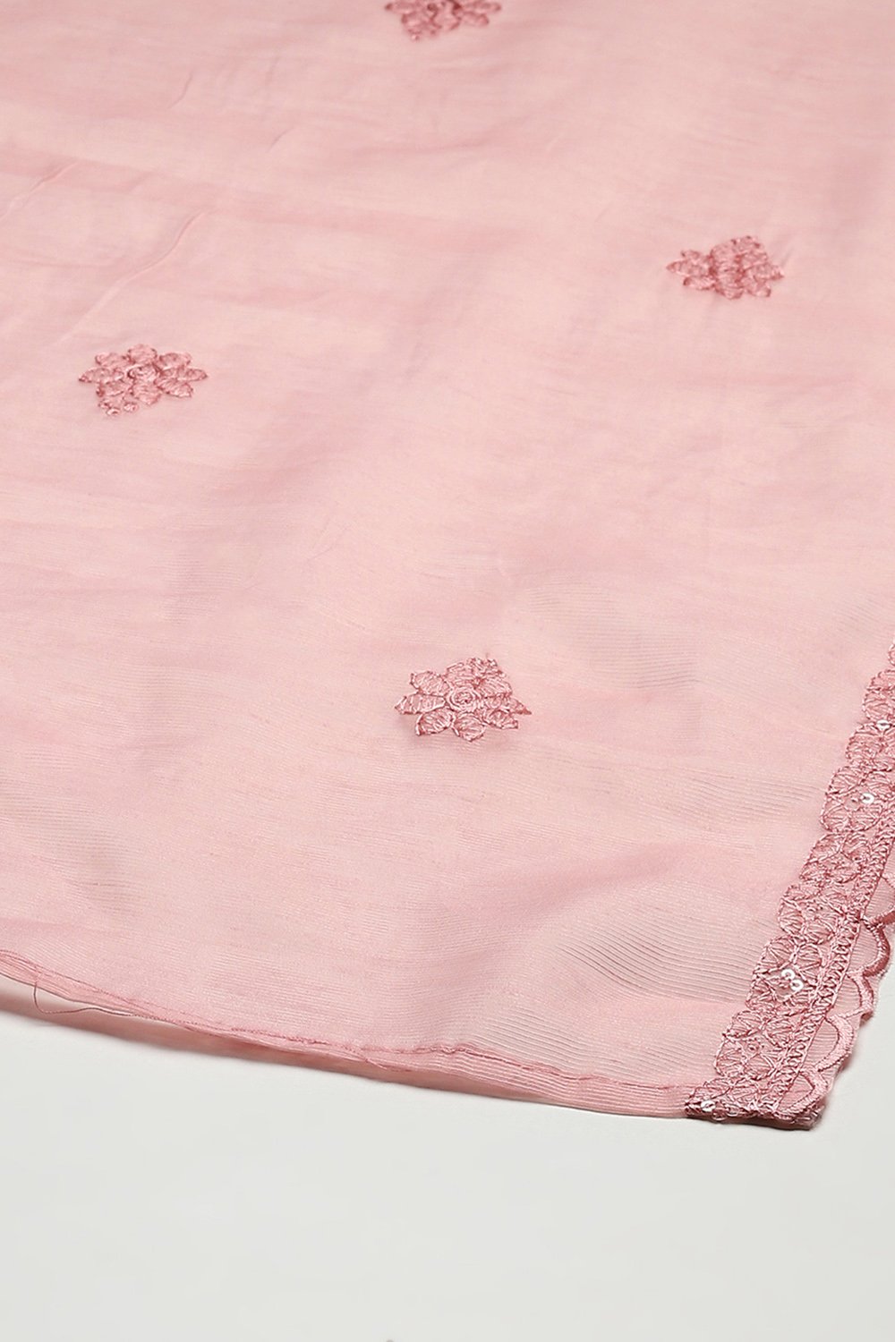 Dusty Pink Linen Blend Unstitched Suit Set image number 4