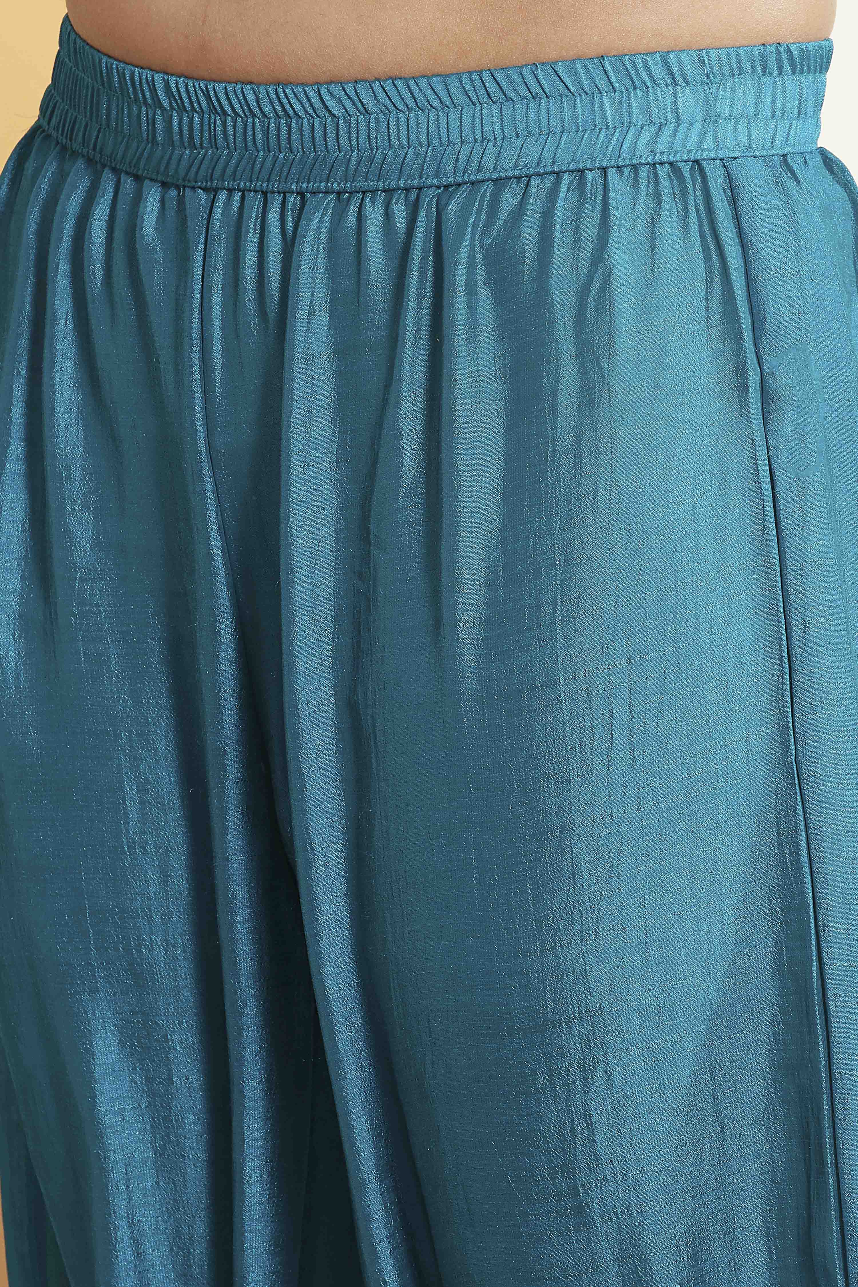 Blue Cotton Kalidar Suit Set image number 2