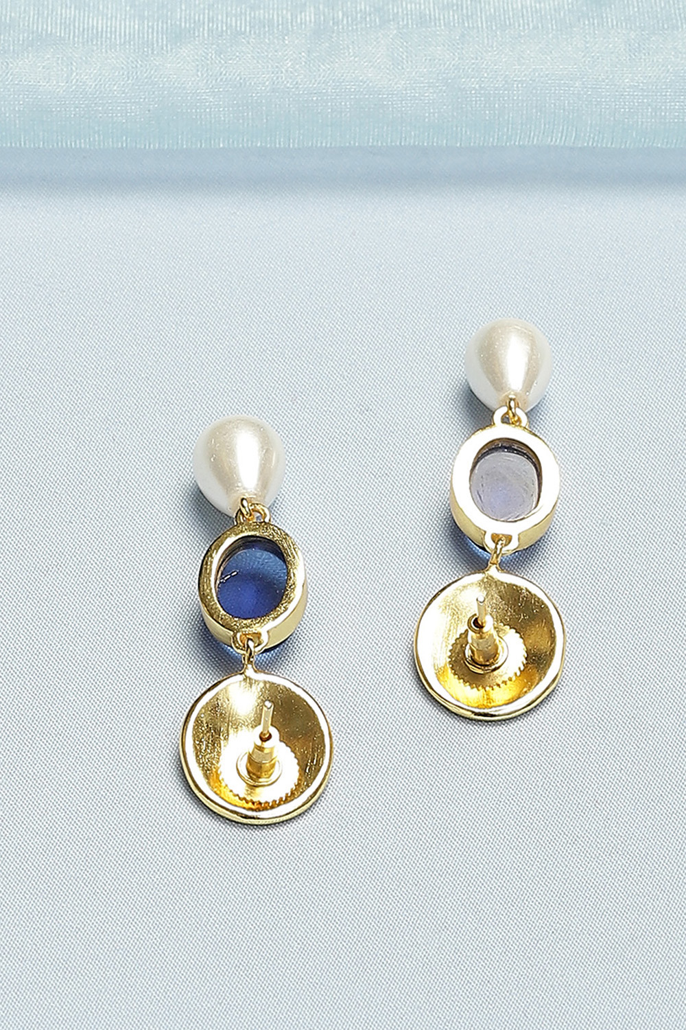 Blue Pearl Drop Earrings image number 2