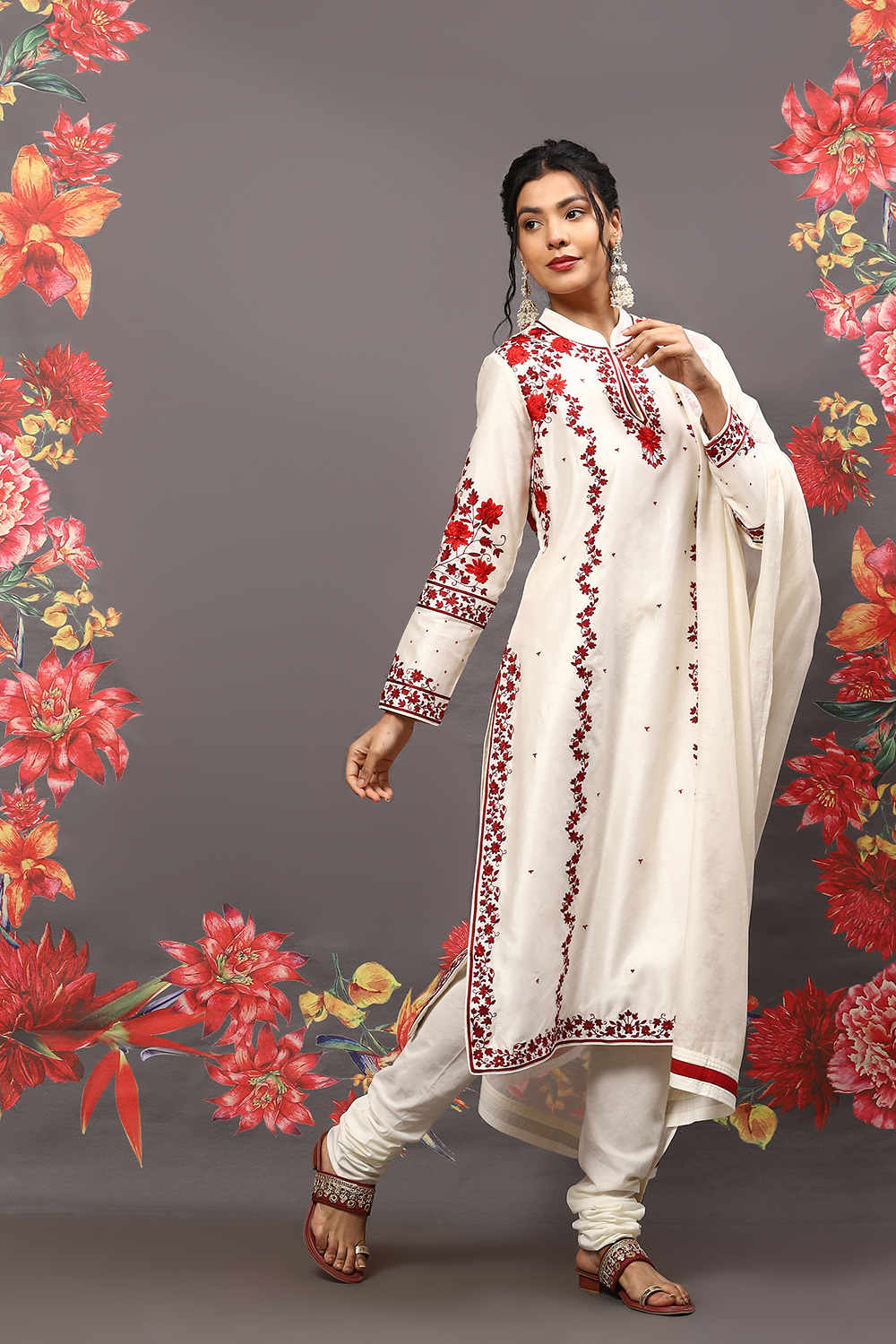 Indigo Cotton Blend Straight Kurta Suit Set image number 7