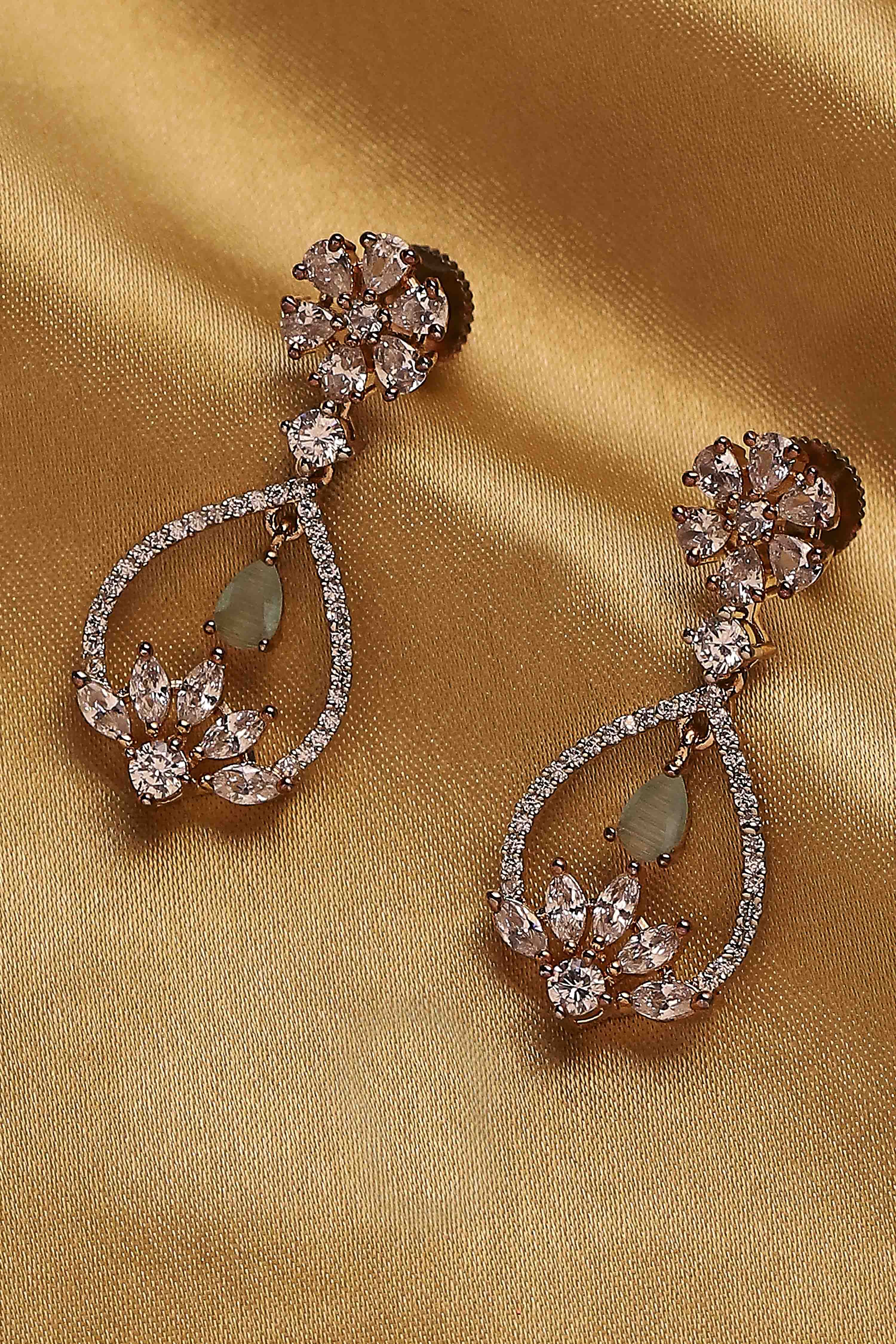 Mint Green Brass Cz Drop & Danglers image number 0