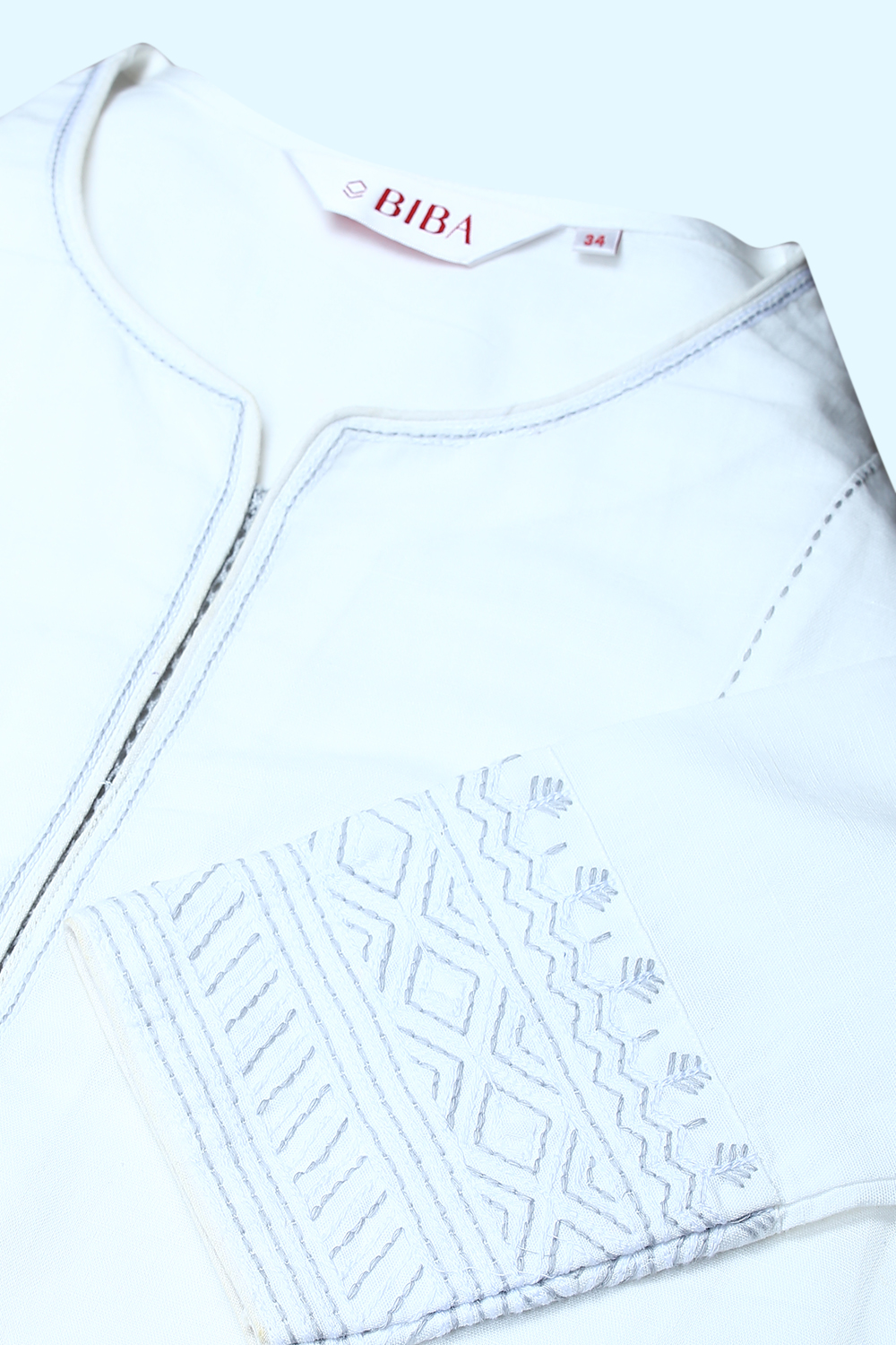 Peach Blue Cotton Linen Kurta image number 1