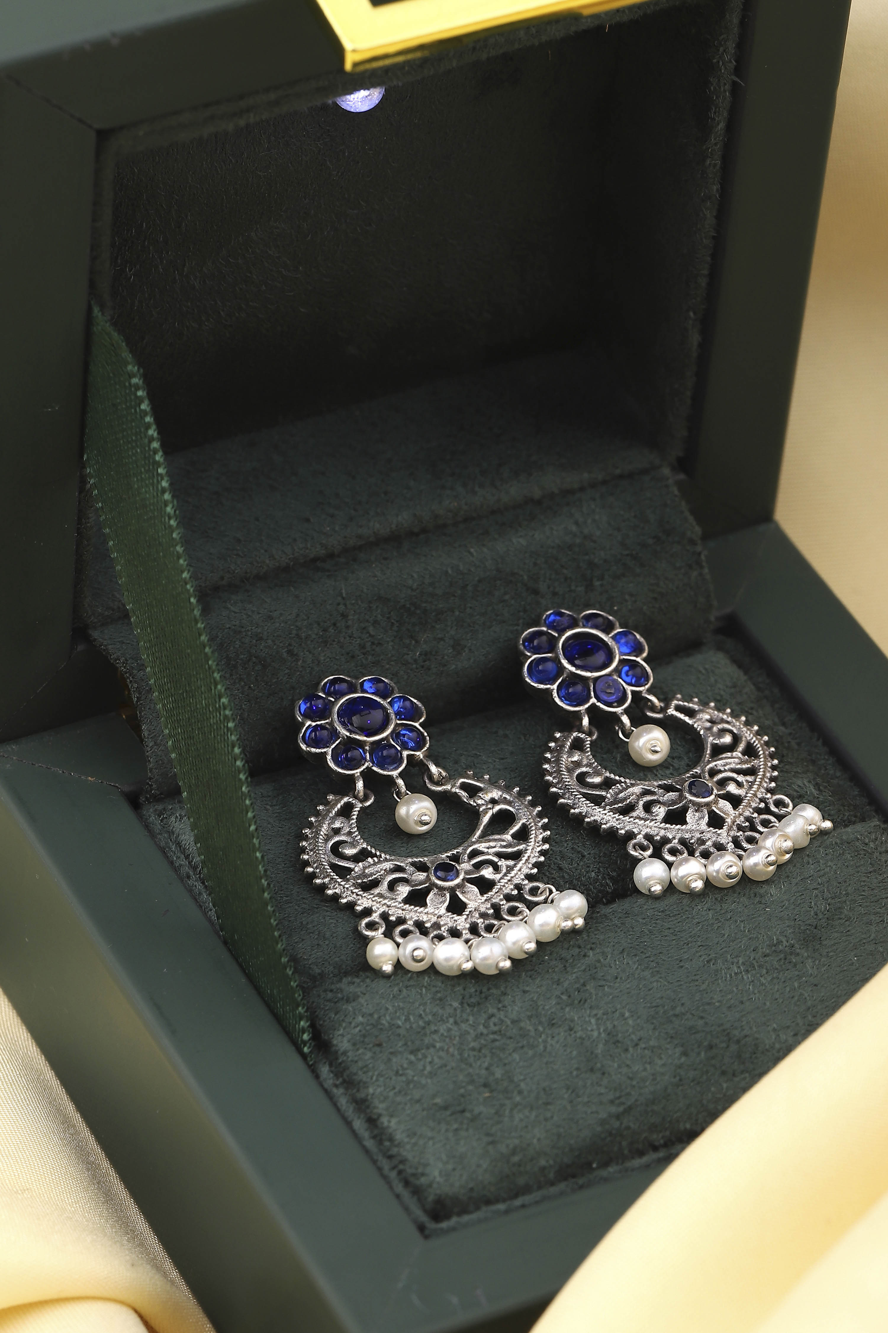 Dark Blue Brass Drop & Danglers image number 4