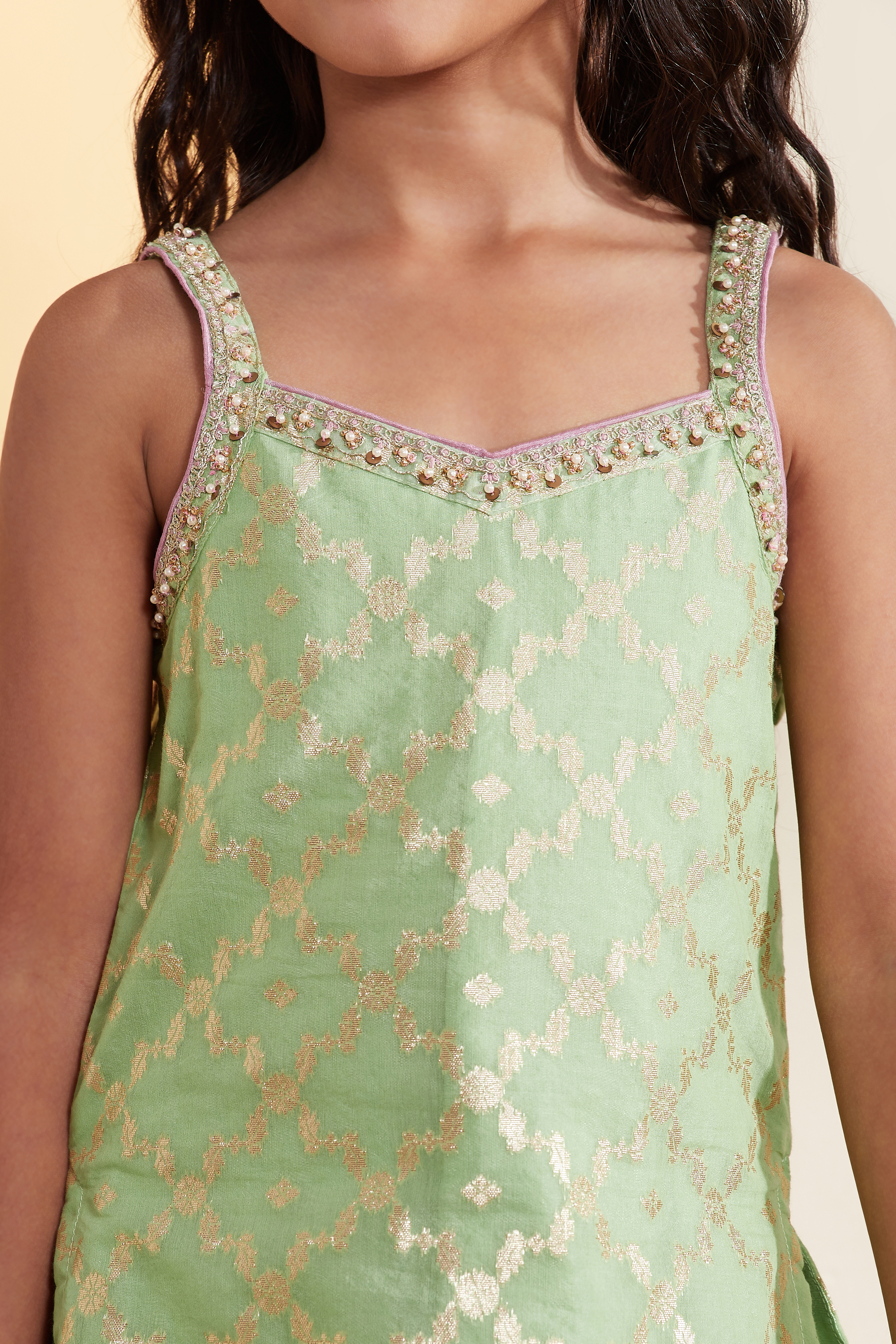 Sage Green Printed Sharara Kurta Set image number 1