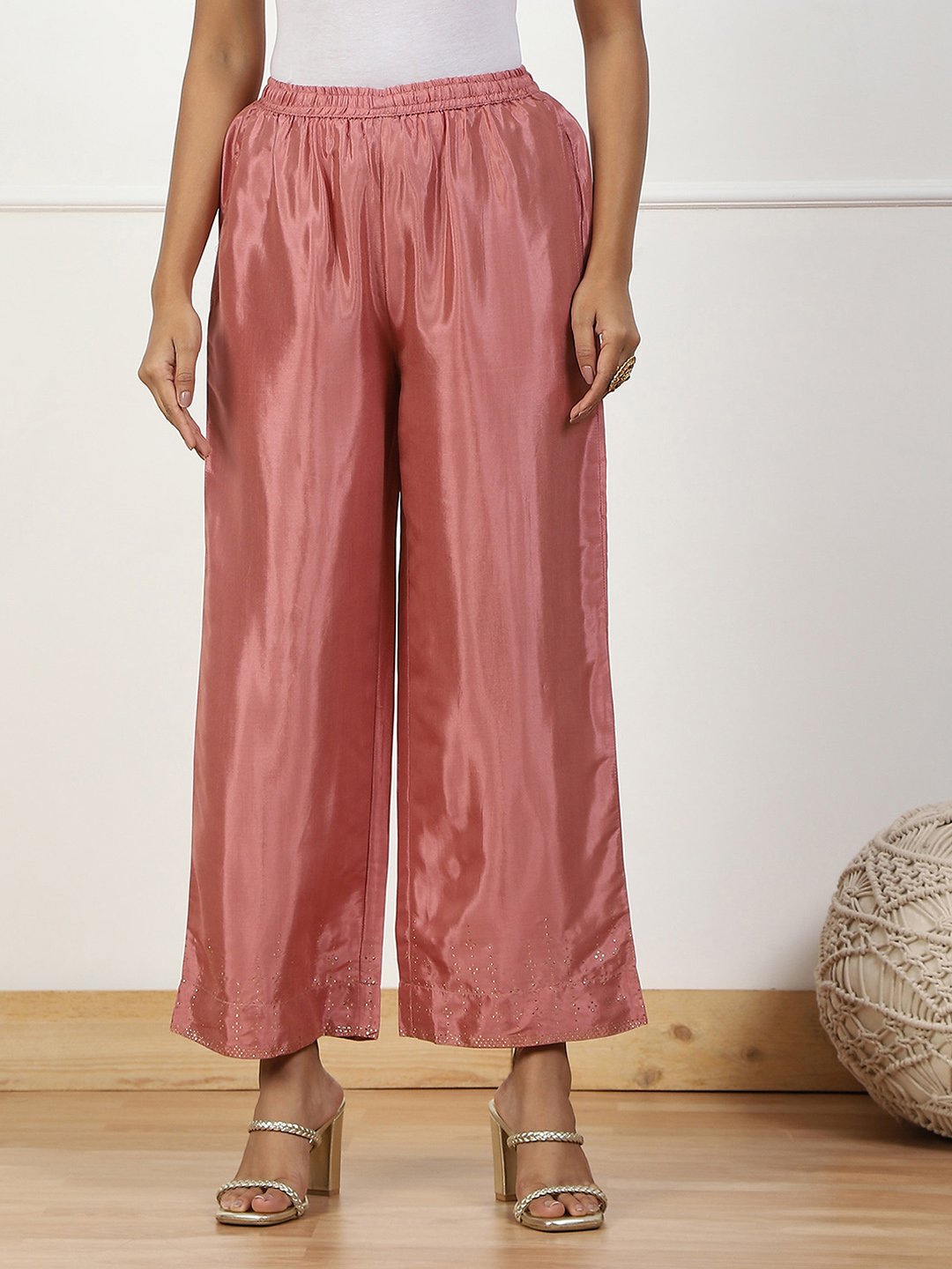 Mint Green Shantoon Straight Palazzo image number 4