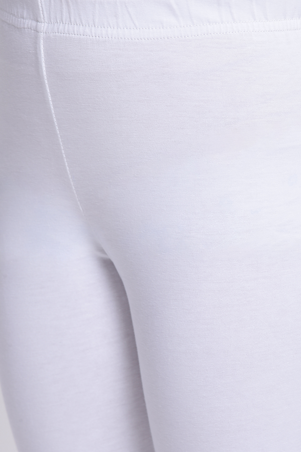 White Cotton Lycra Solid Leggings image number 1