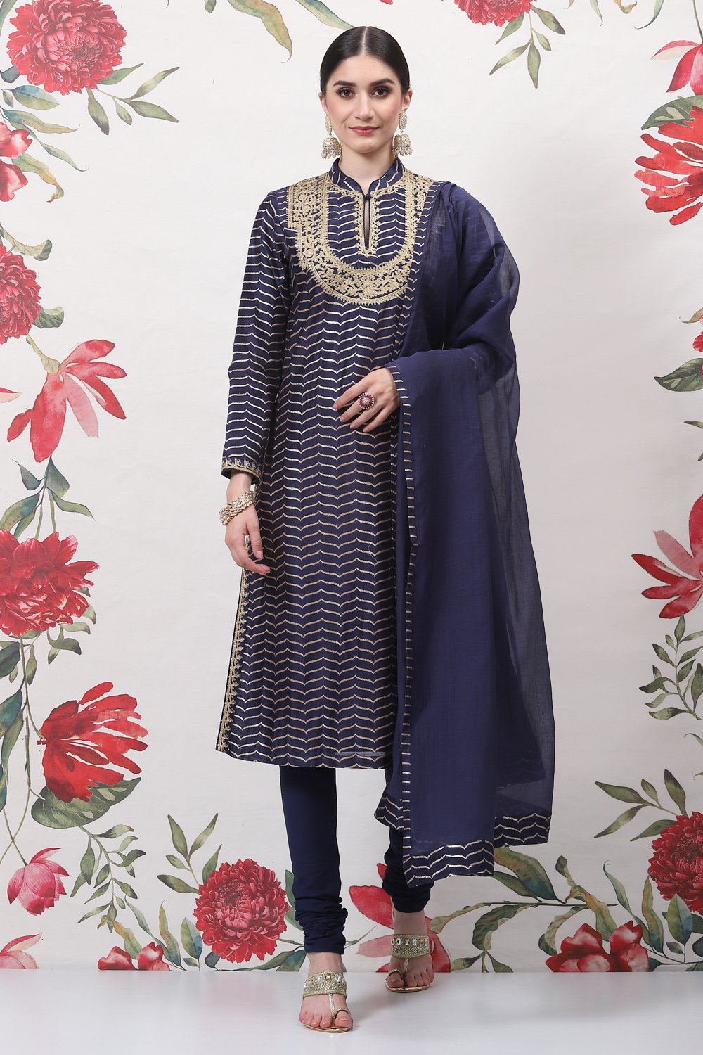 Rohit Bal Cream Cotton Silk Straight Yarndyed Suit Set image number 0
