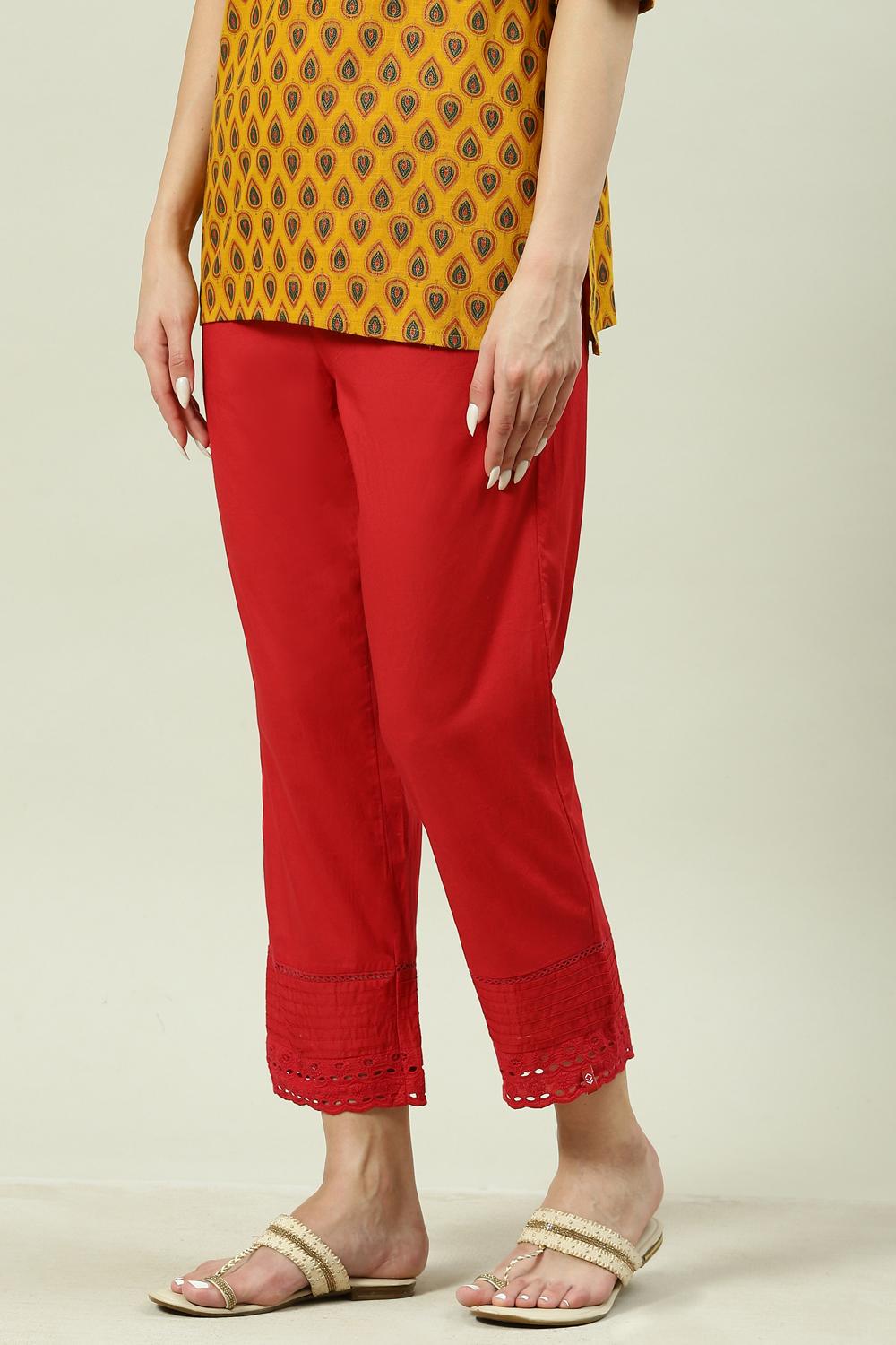 Off White Cotton Regular Pants image number 2