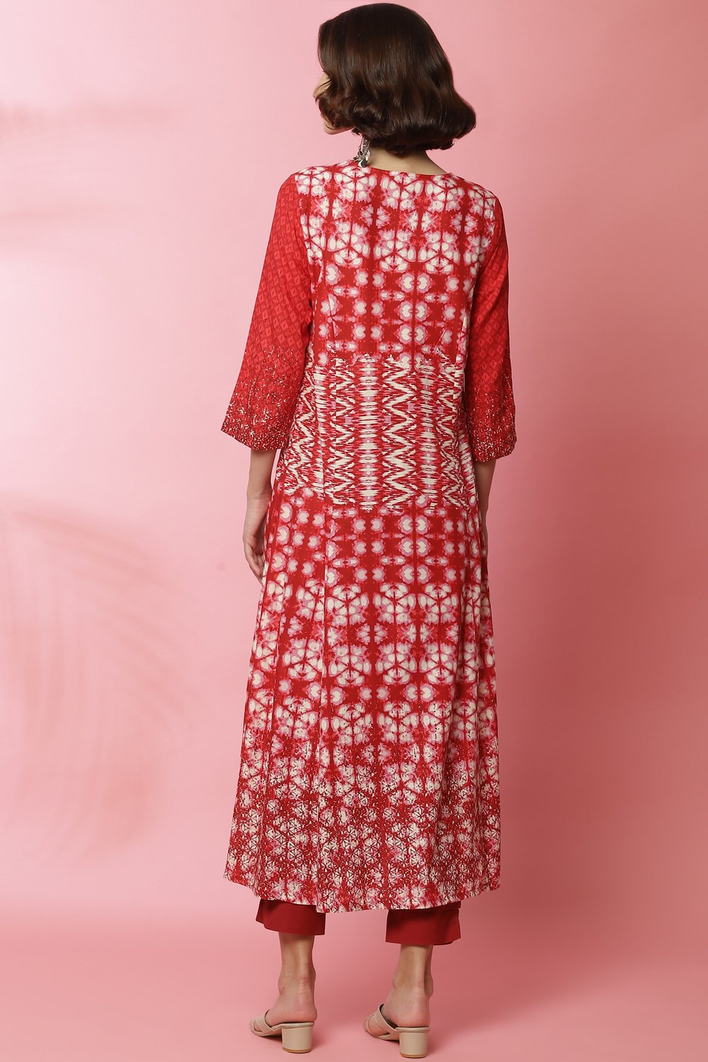 Turquoise Rayon A-Line Printed Dress image number 5