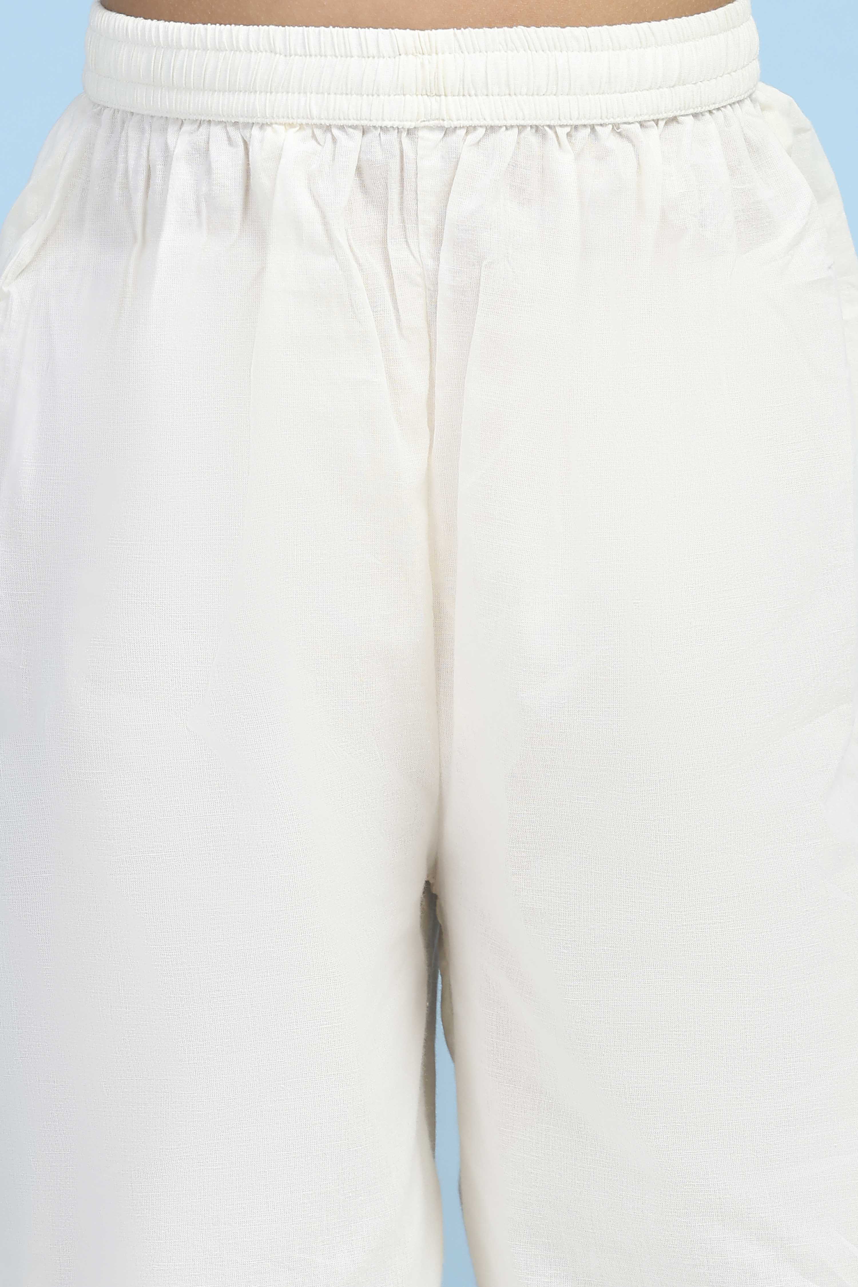 White Poly Chanderi Solid A-Line Suit Set image number 2