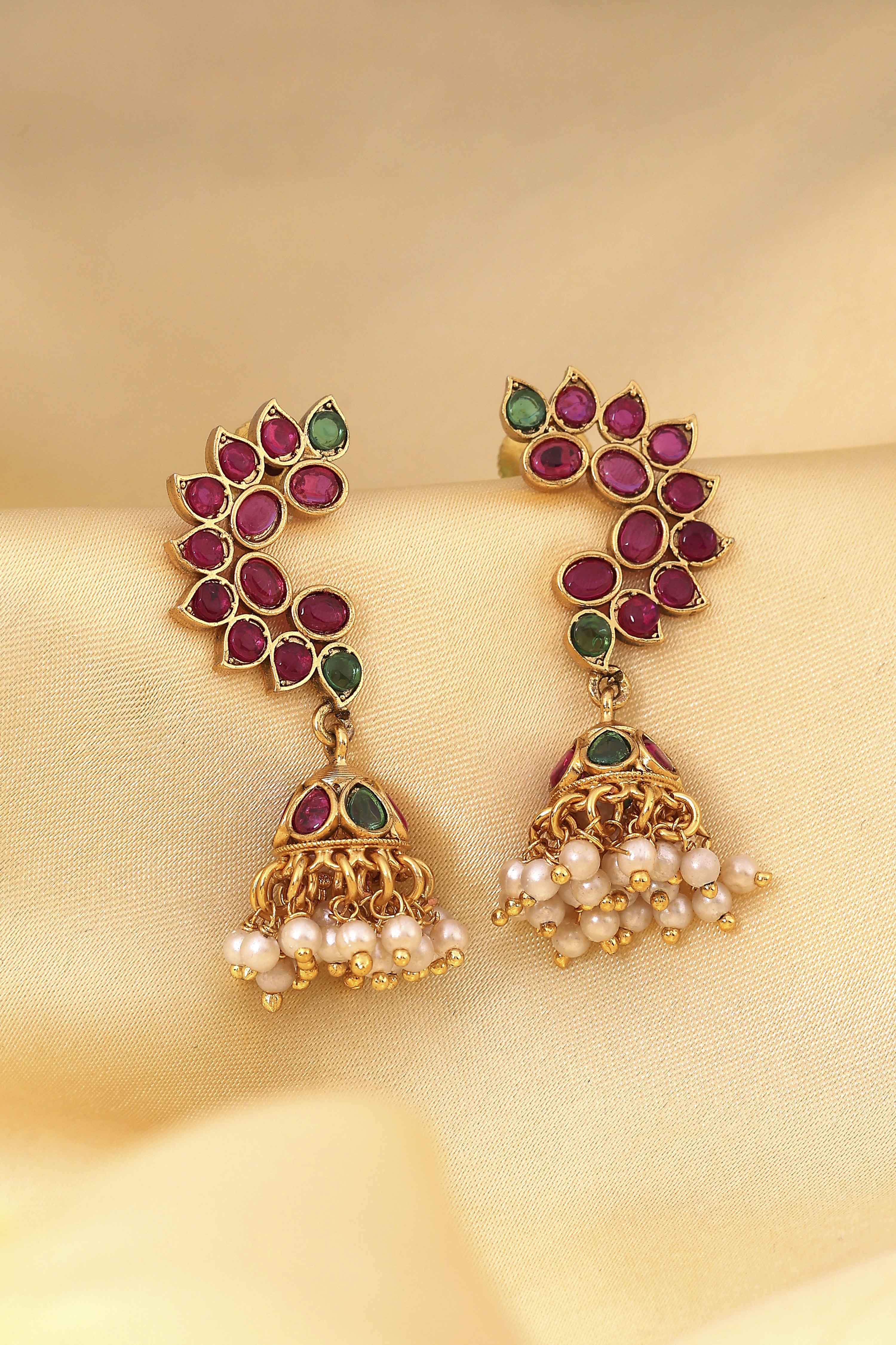 Pink Brass Jhumka image number 0