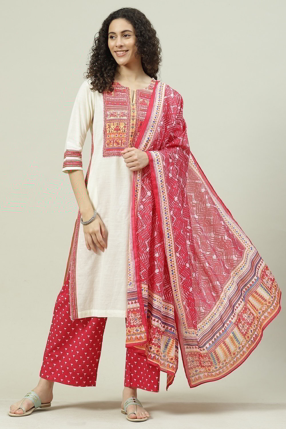 Blue Solid Cotton Straight Kurta Palazzo Suit Set image number 0