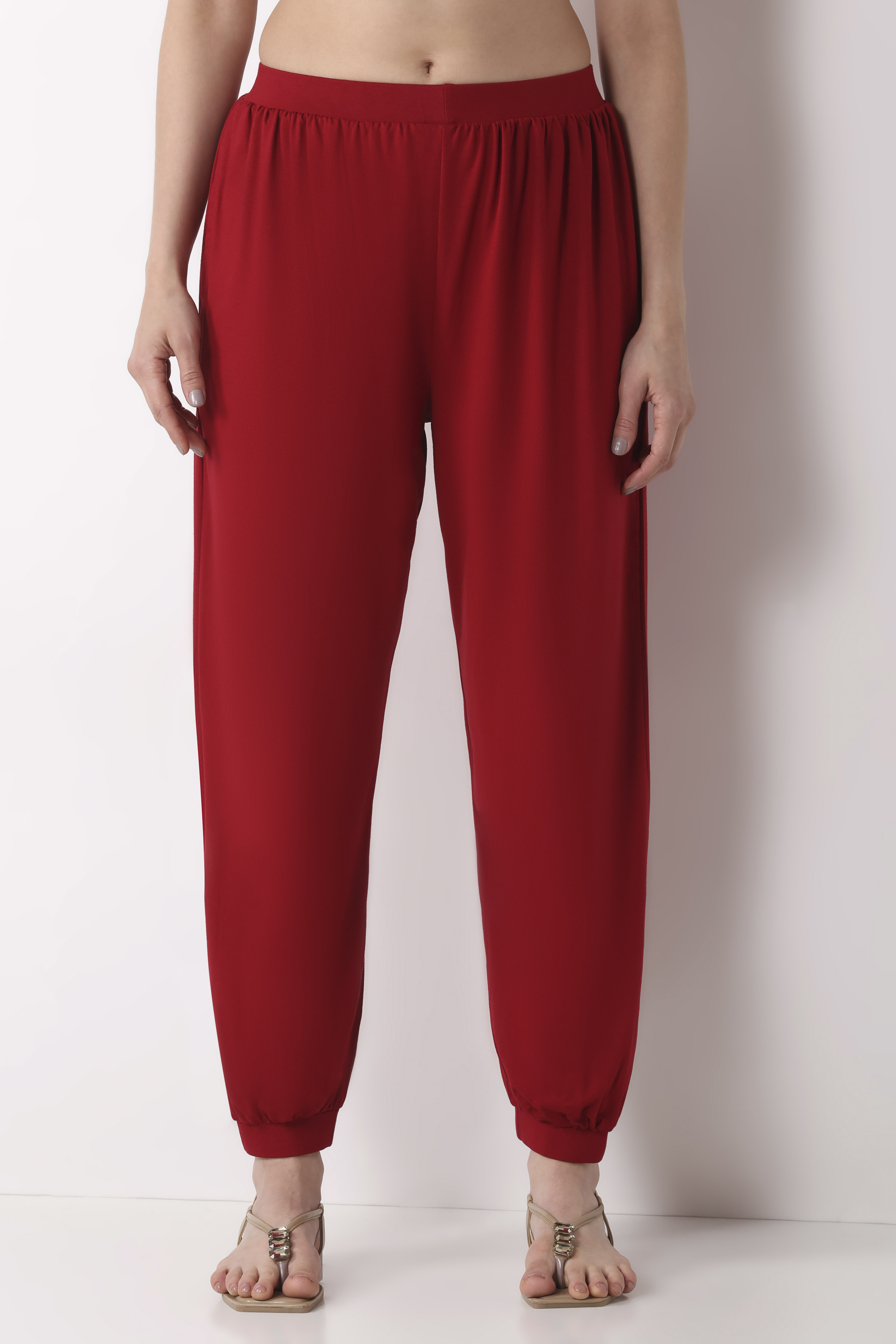 Beige Viscose Lycra Harem Pants image number 4