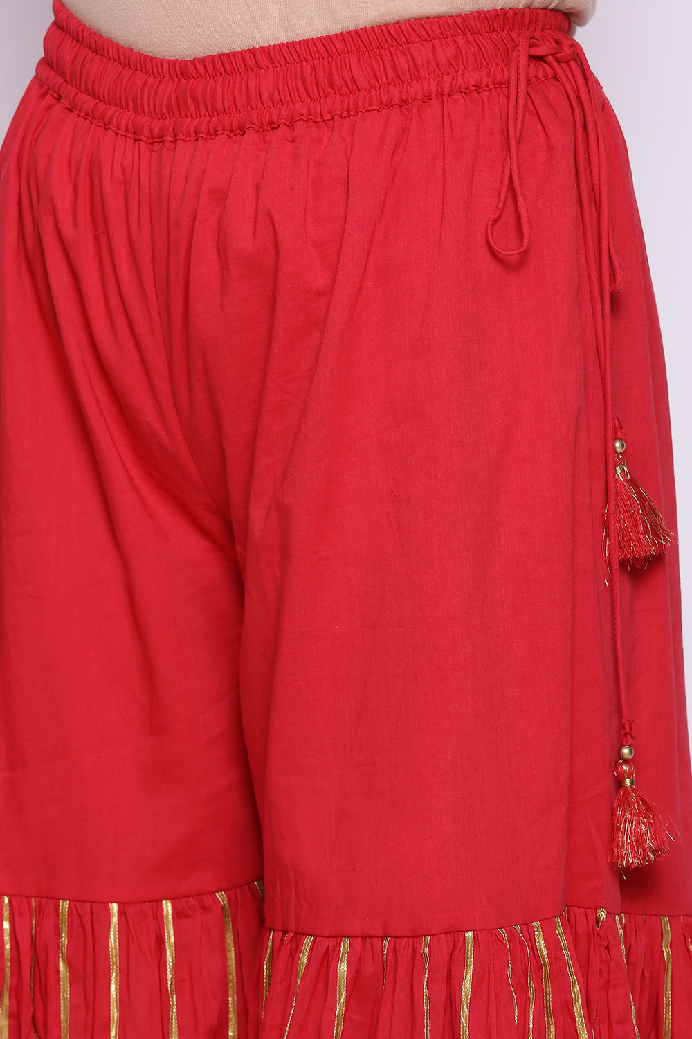Crimson Red Cotton Sharara image number 1
