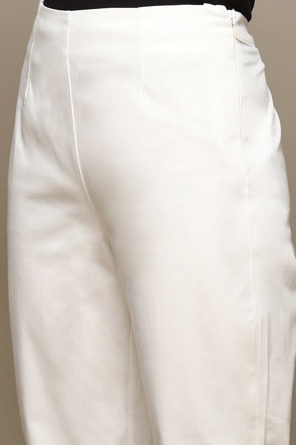 Beige Cotton Blend Slim Pant image number 1