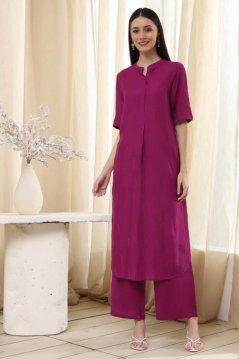 Blush Pink Straight Kurta Set image number 0