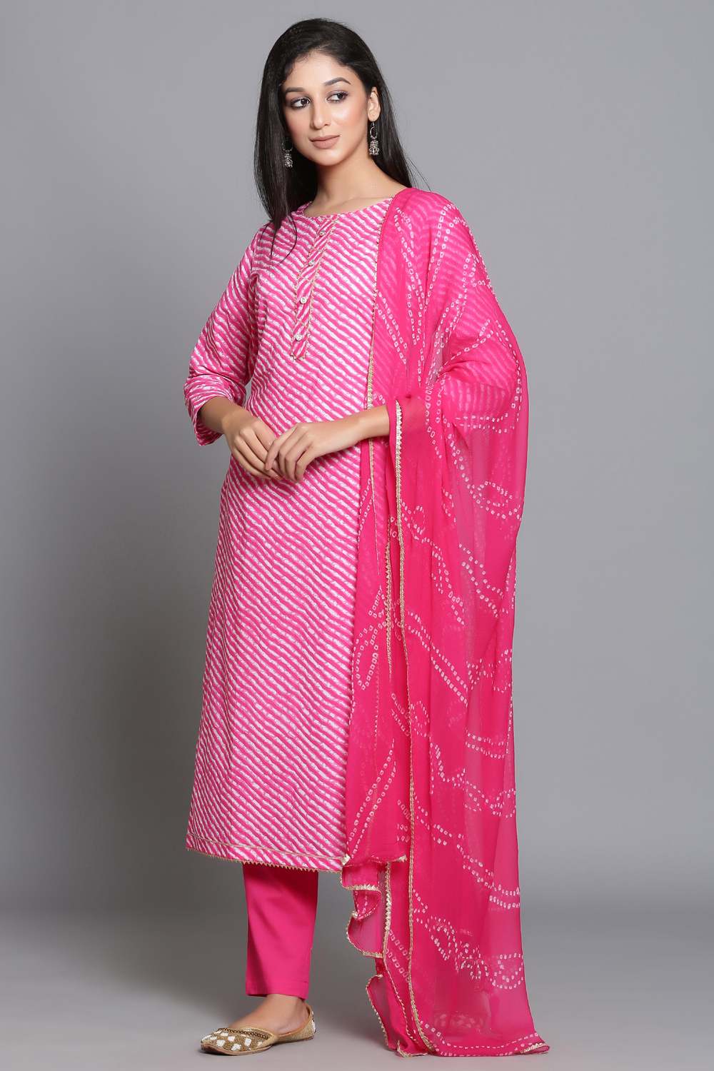 Pink Unstitched dress material Suit Set image number 2