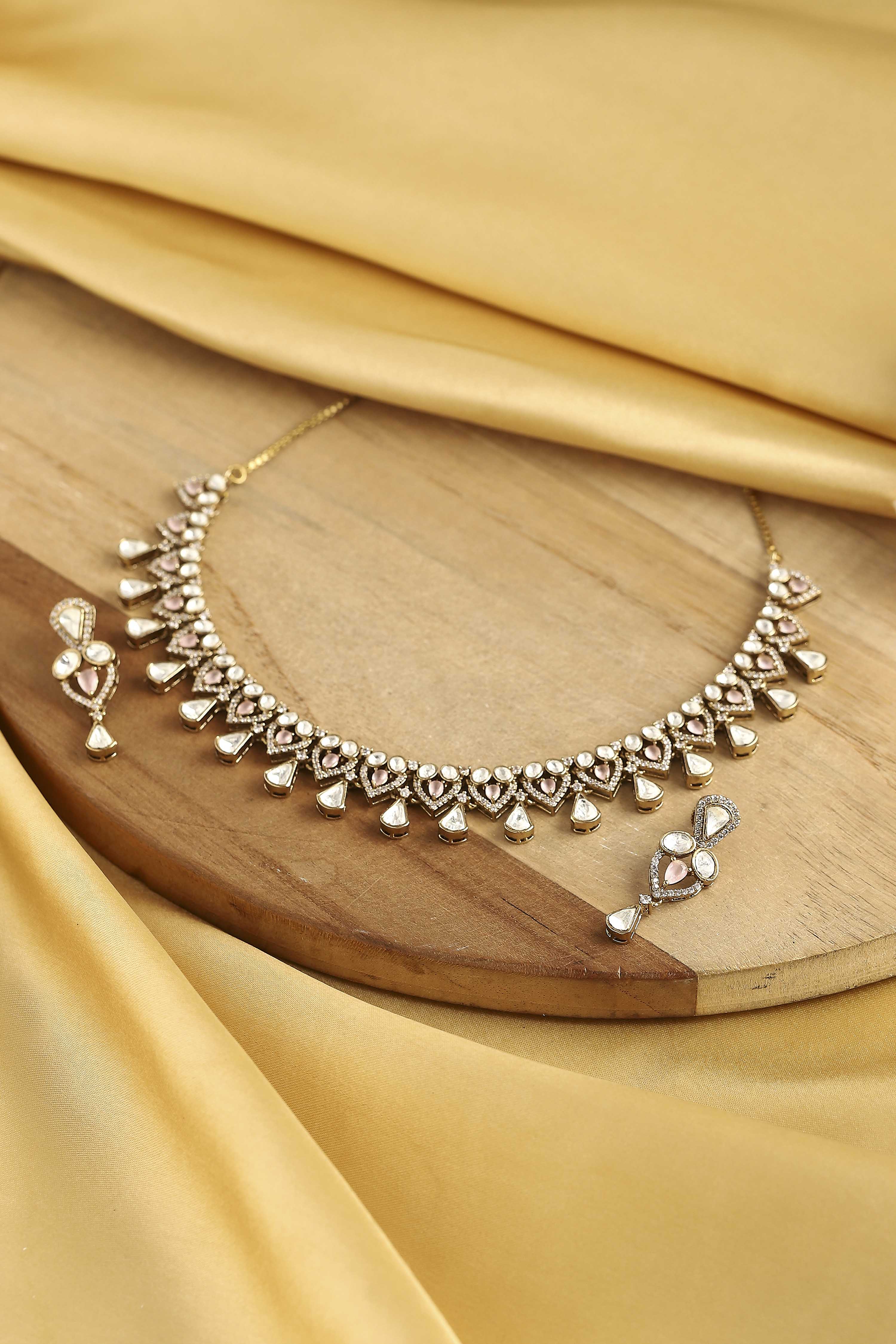 Light Pink Brass Kundan Set image number 0