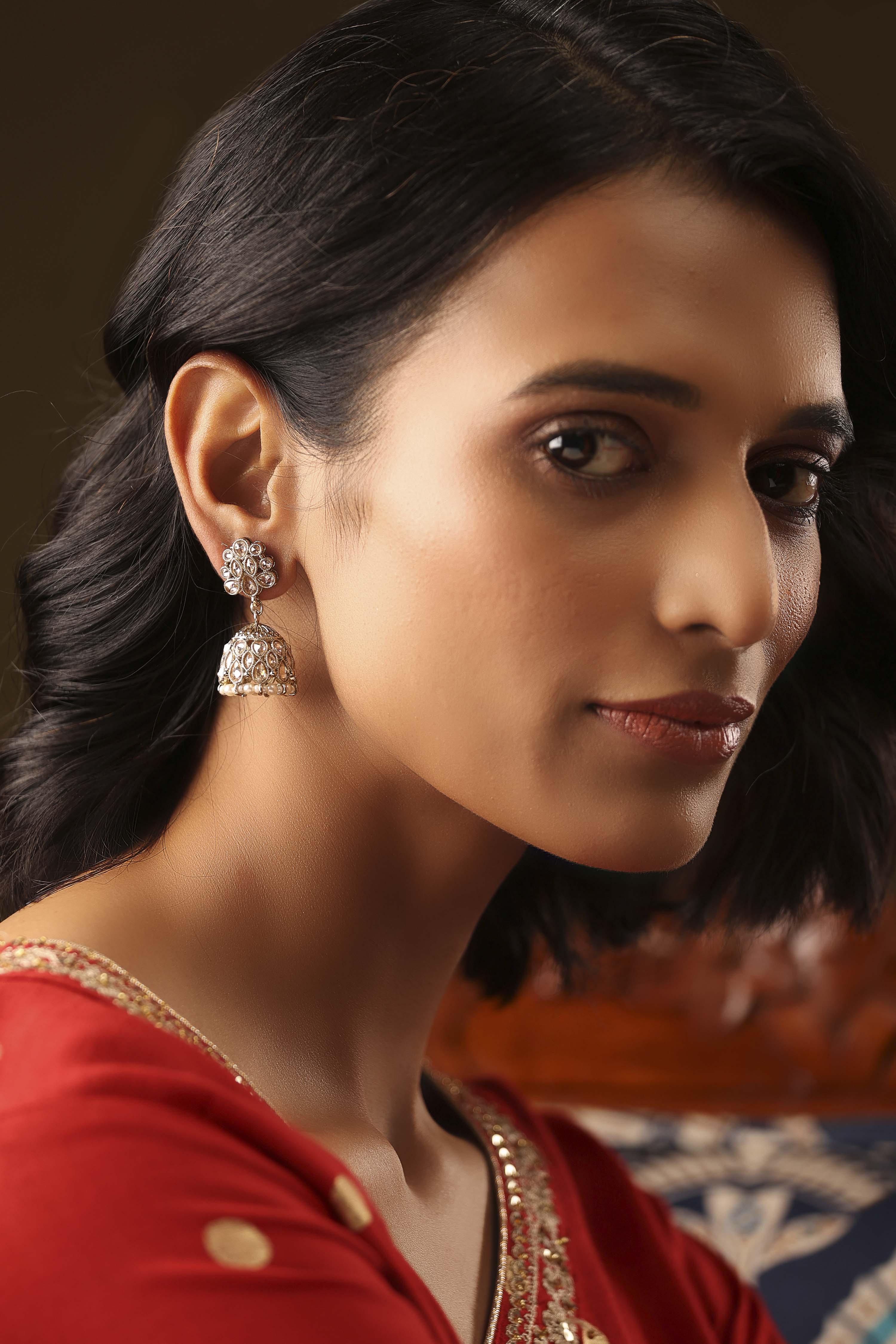 White Brass Jhumka image number 3