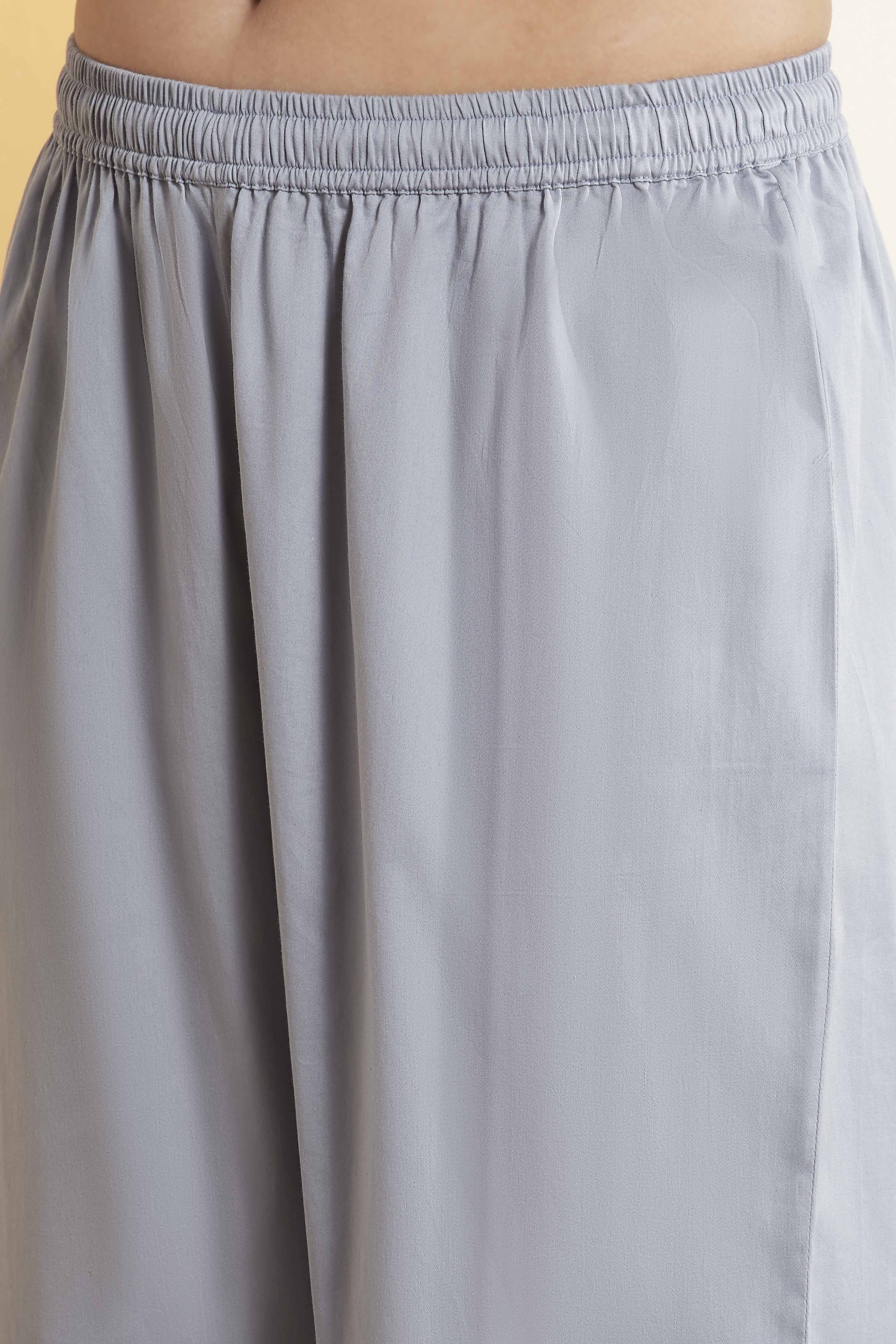 Powder Blue Cotton Silk Kalidar Suit Set image number 2
