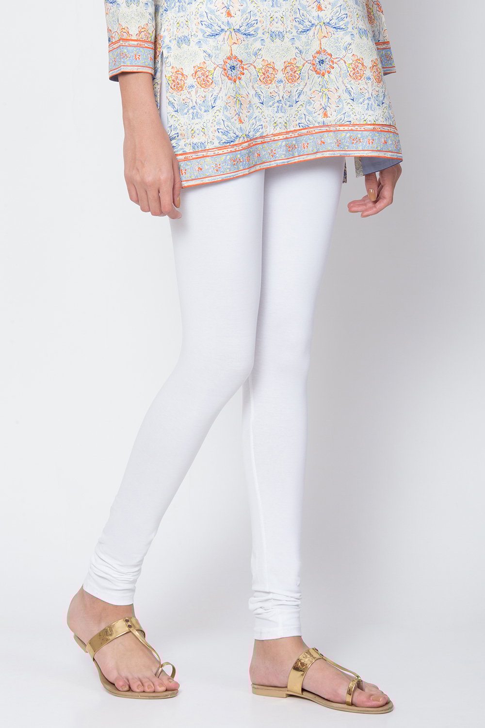 Beige Cotton Solid Churidar image number 0