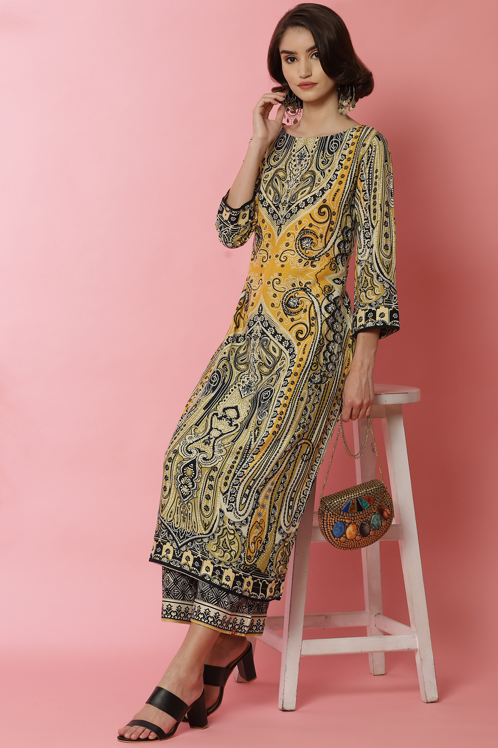 Orange Rayon Straight Kurta image number 0