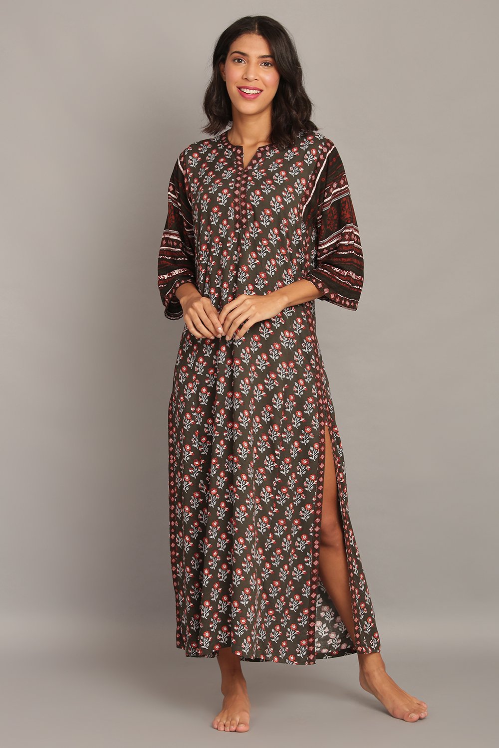 Blue Cotton Straight Printed Sleepwear image number 0