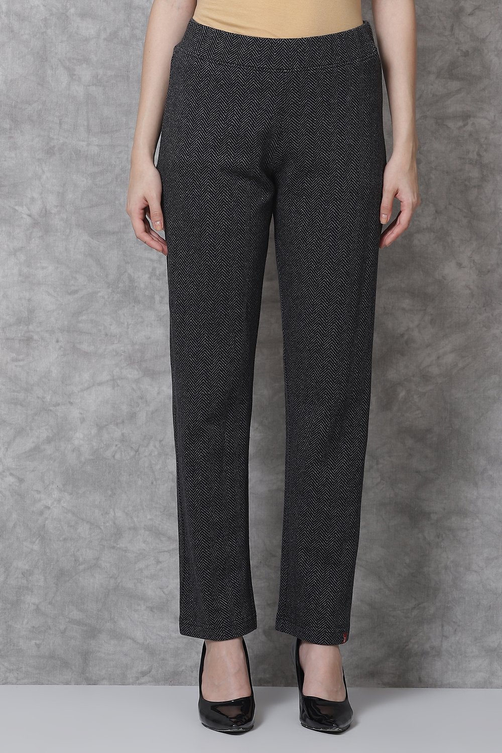 Navy Straight Cotton Pants image number 0