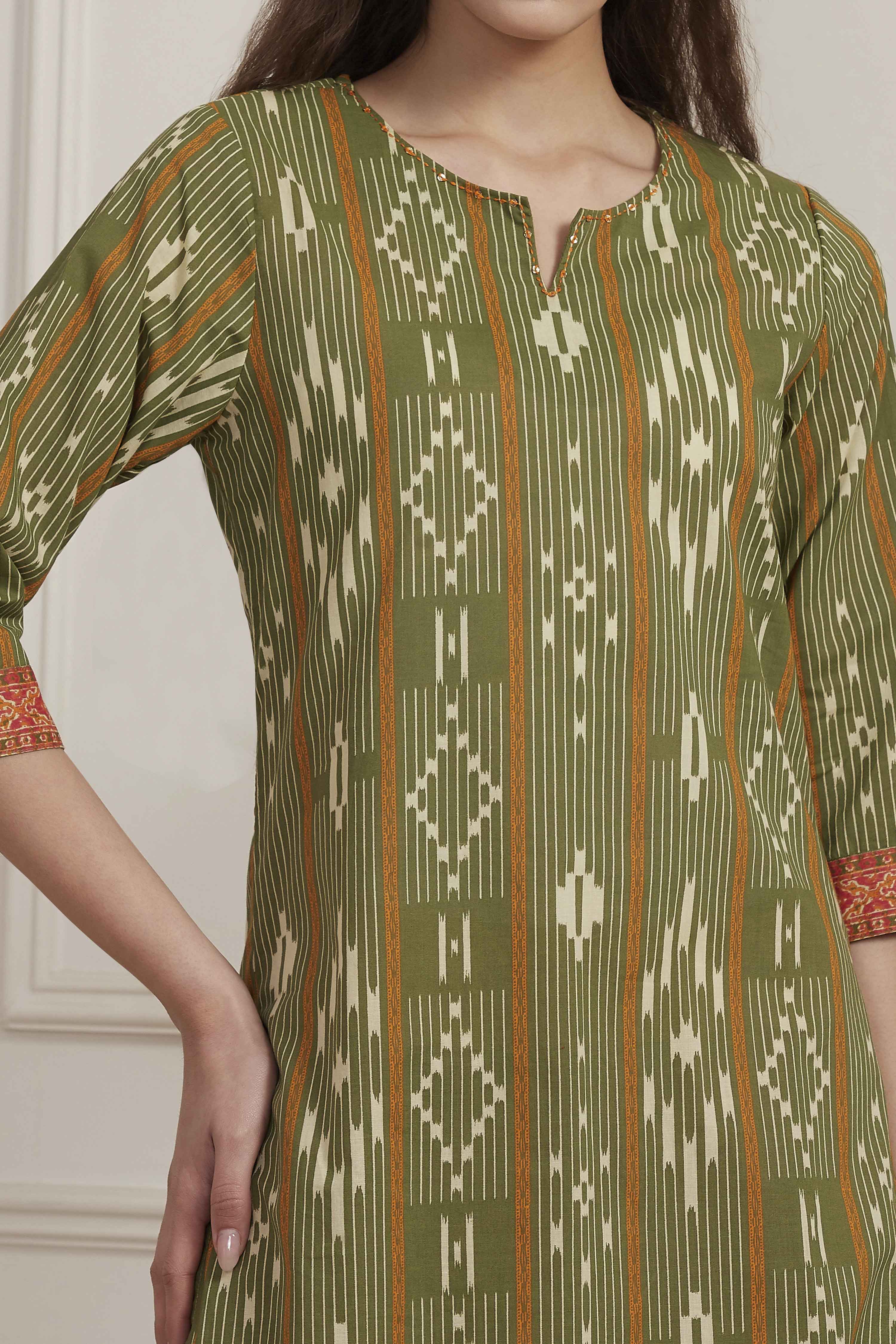 Blue Cotton Straight Kurta image number 1