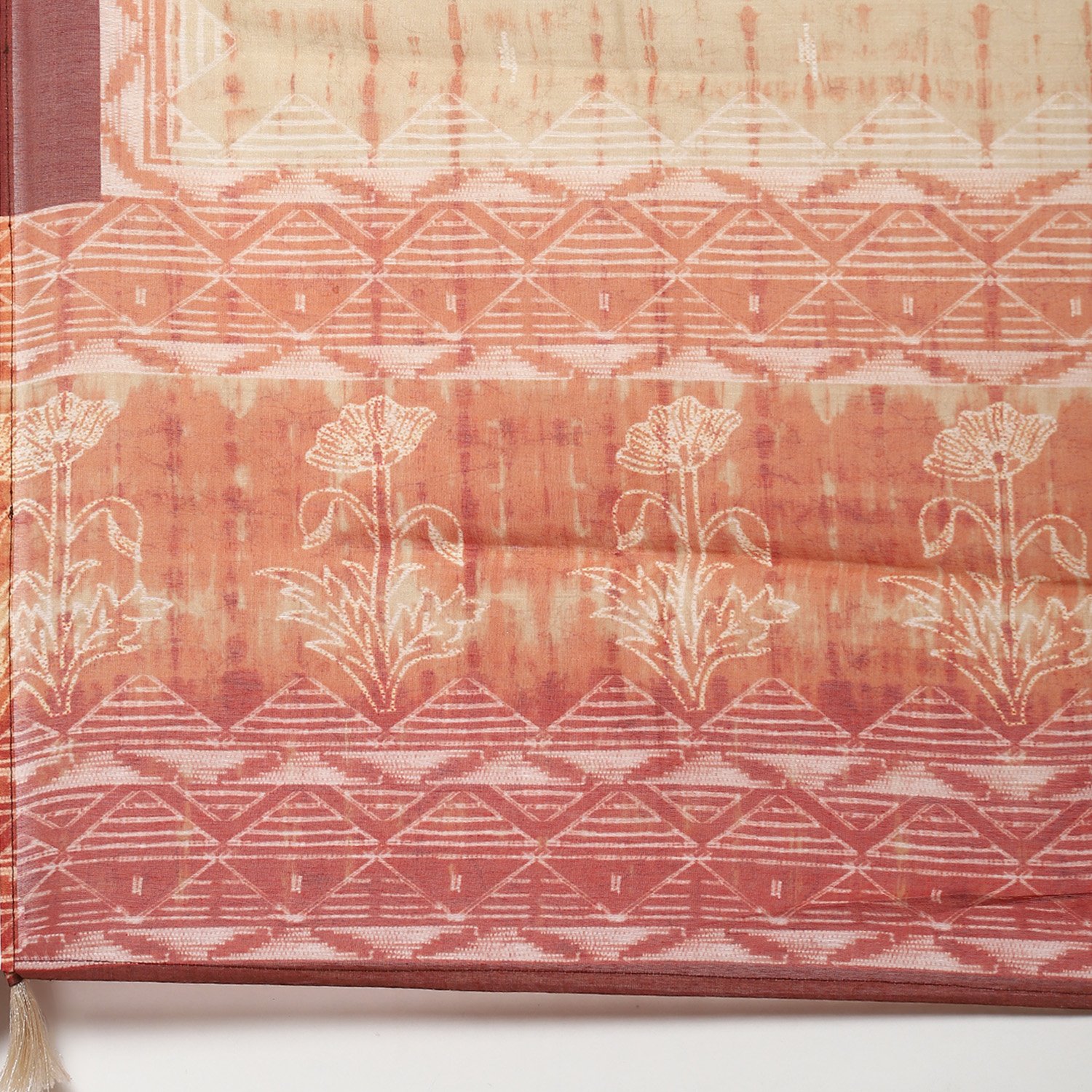 Mustard Chanderi Digital Print Unstitched Suit Set image number 3
