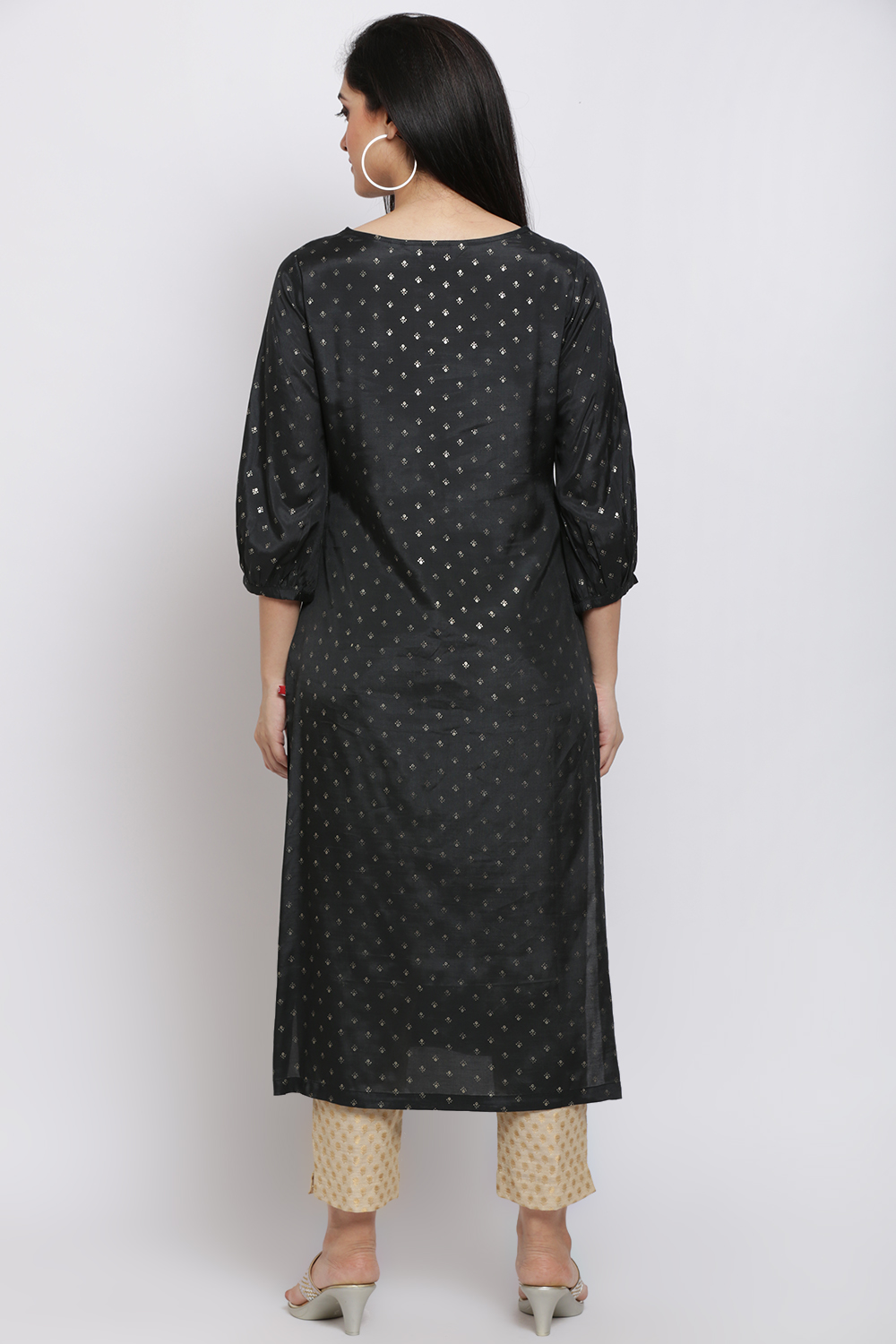 Black Viscose Straight Printed Kurta image number 5