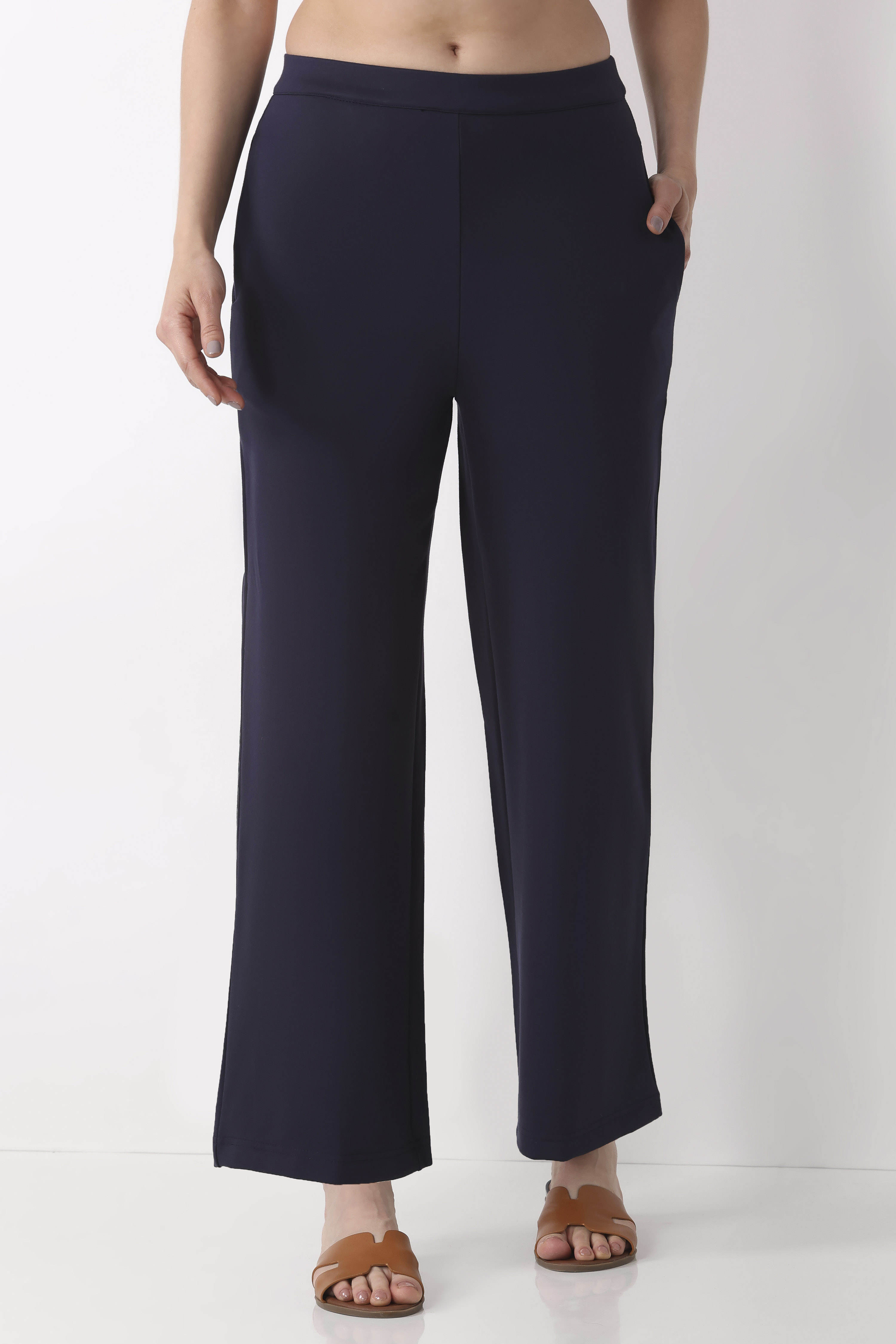 Beige Viscose Rayon Relaxed Pants image number 4