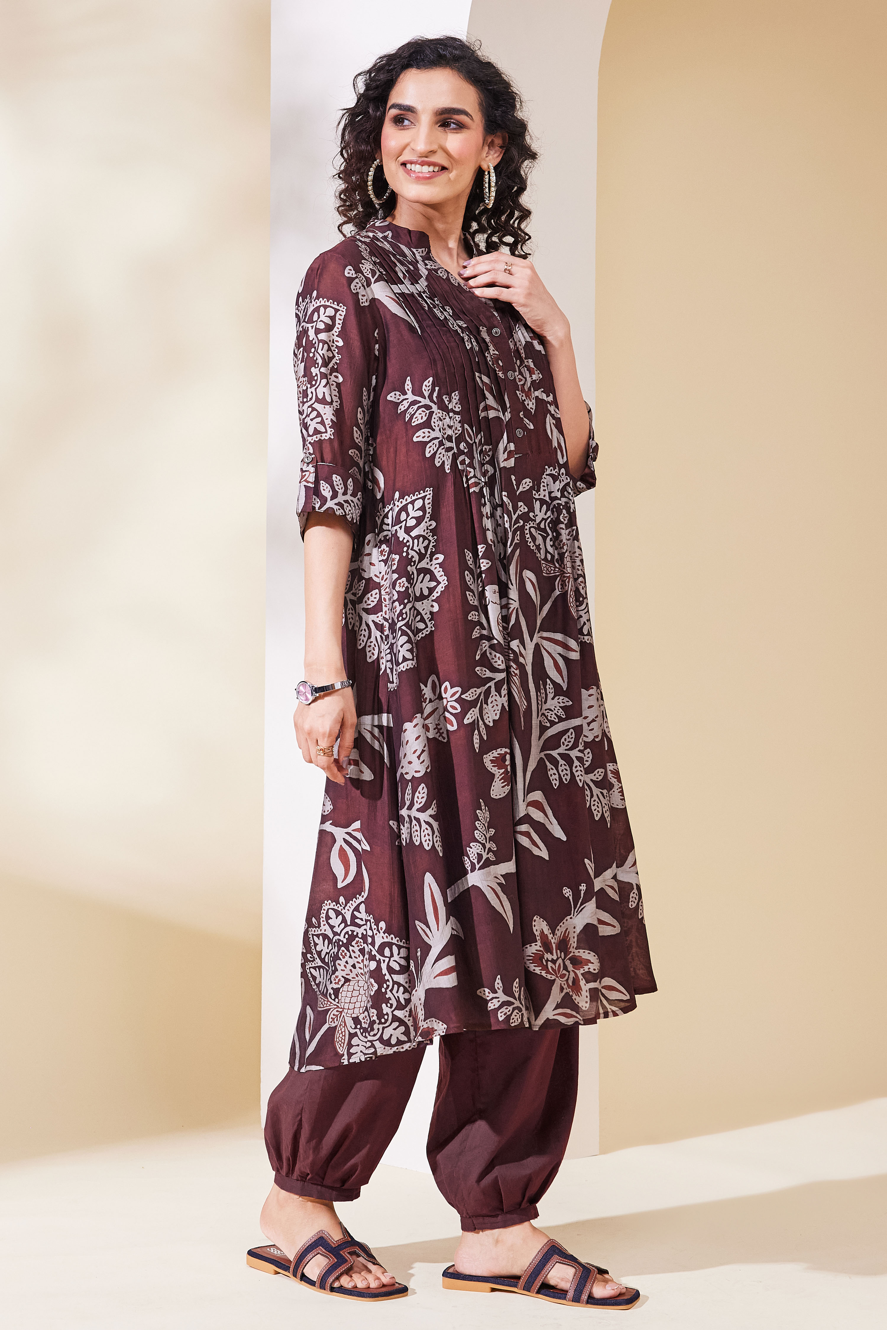 Brown Viscose Blend Straight Kurta image number 4