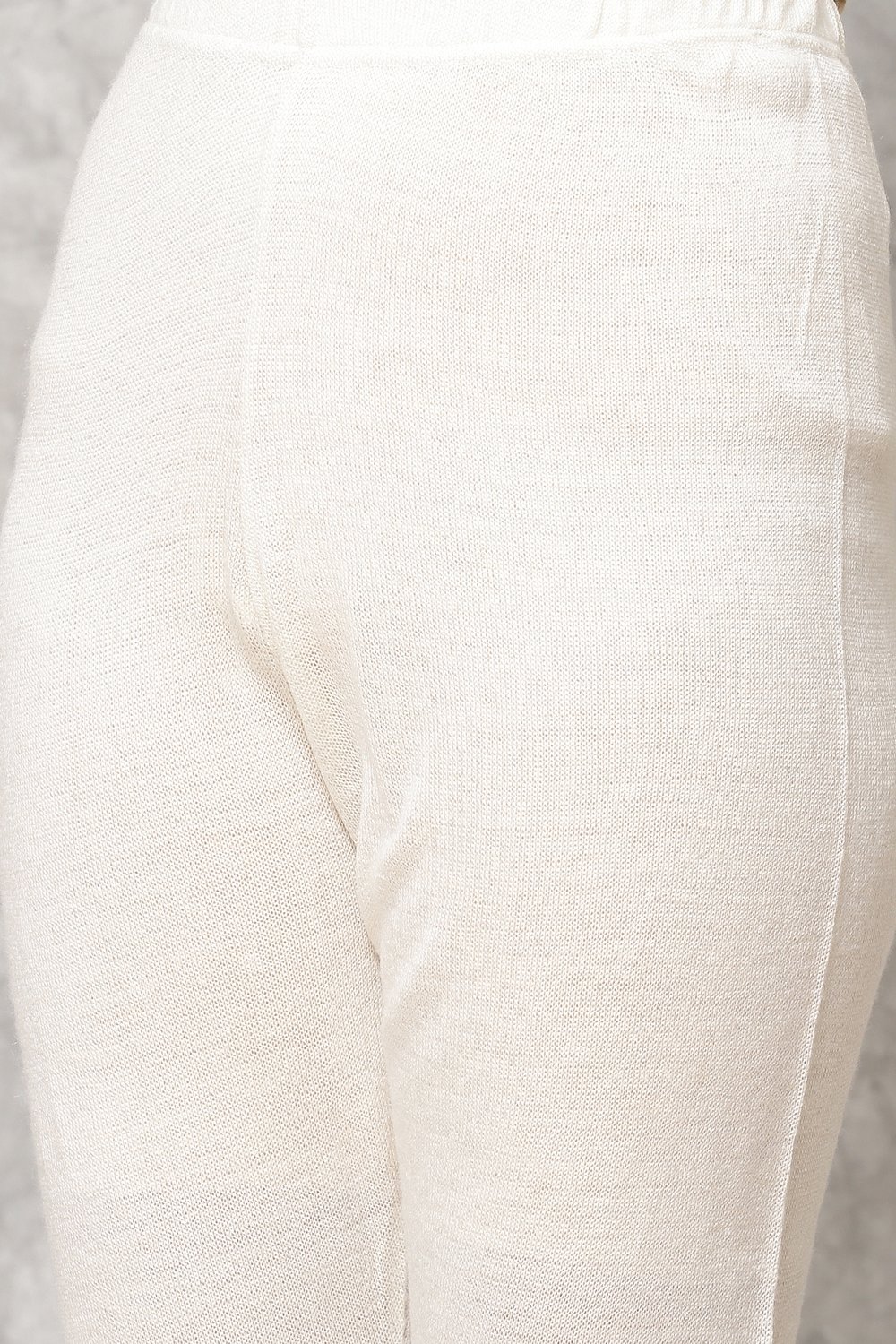 Ecru Straight Wool Acrylic Leggings image number 1