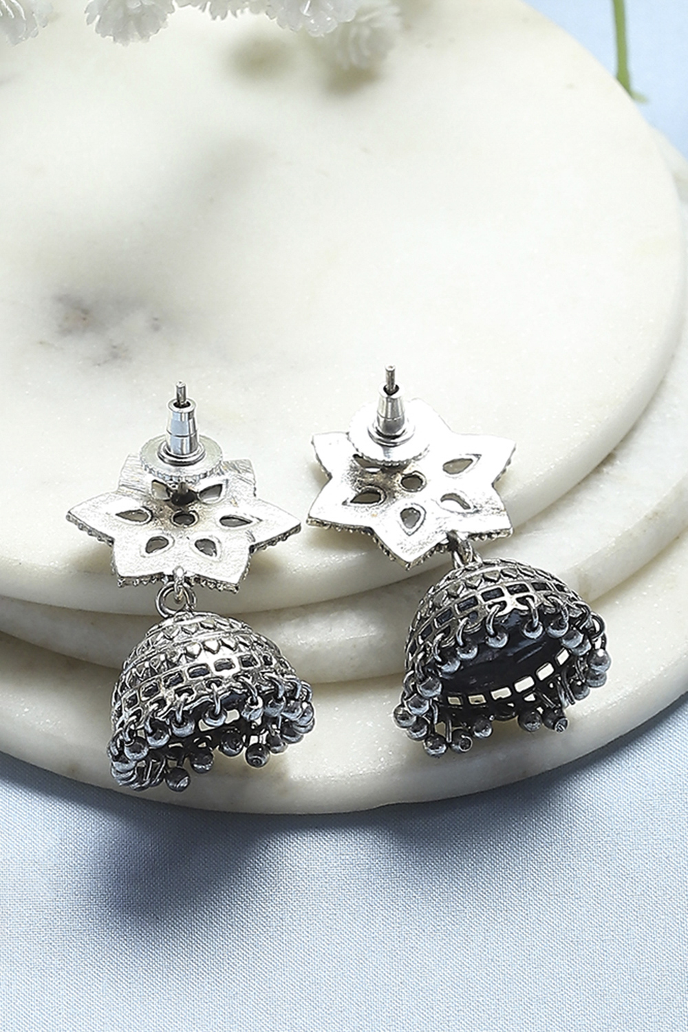 White Pearl Embellished Earrings image number 2