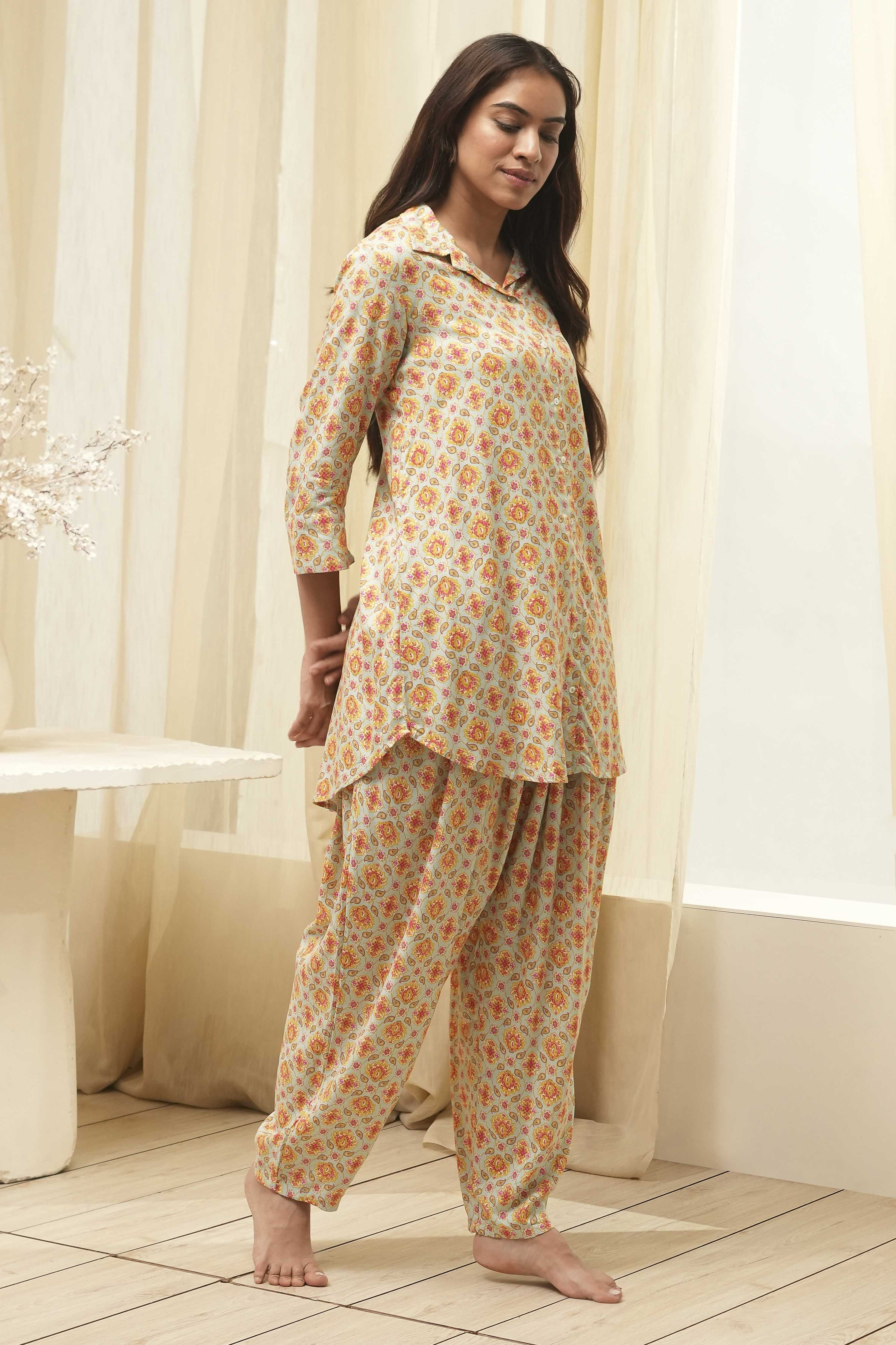 Powder Blue Rayon Printed 2 Piece Sleepwear Set image number 5