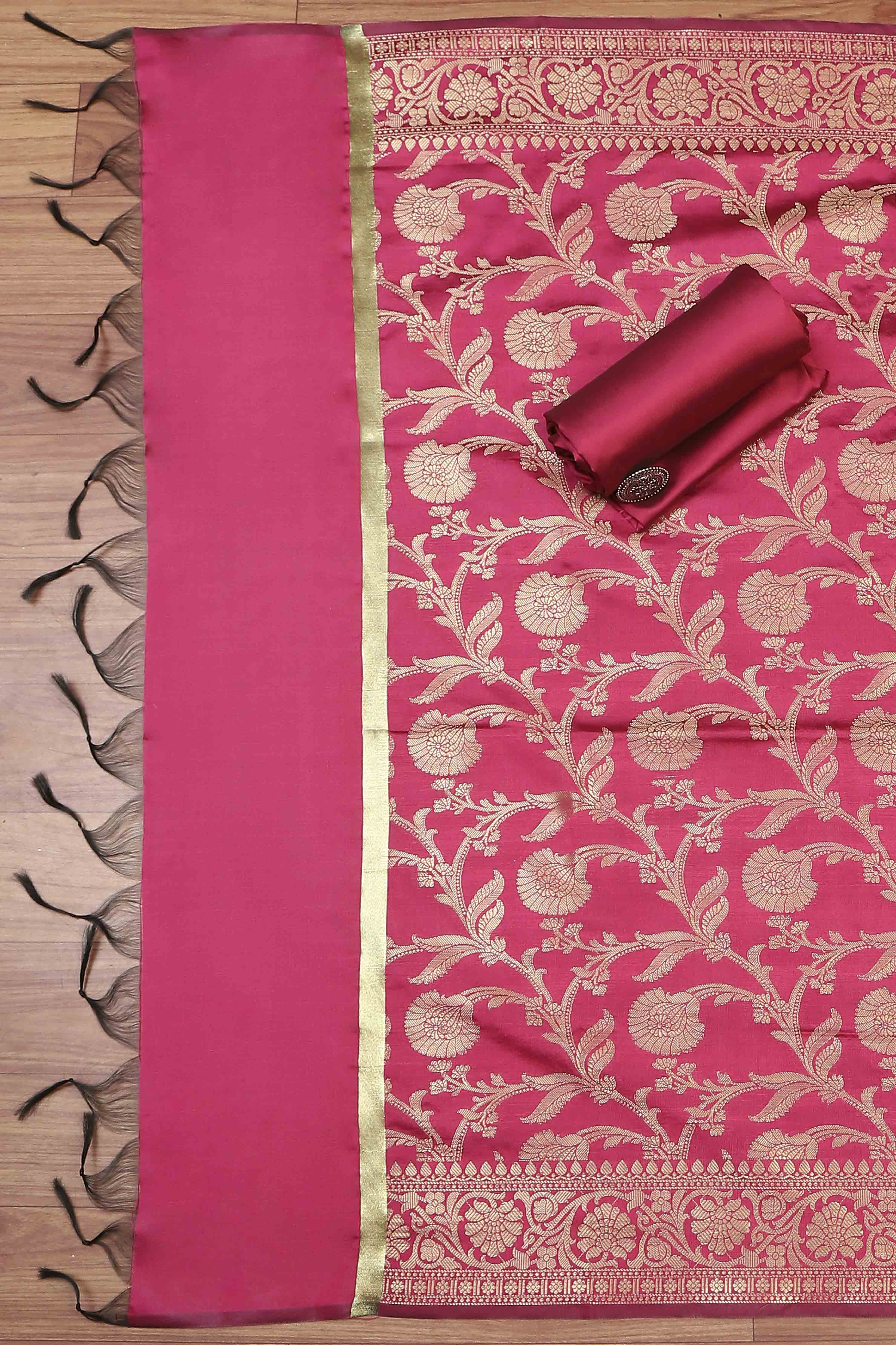 Rama Green Silk Unstitched Suit Set image number 3