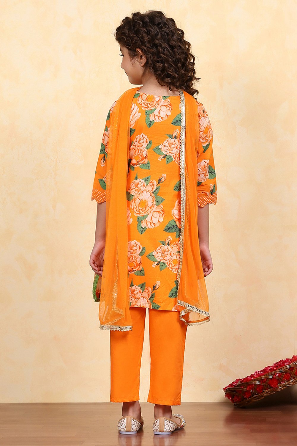 Blue Cotton Straight Printed Suit Set image number 4