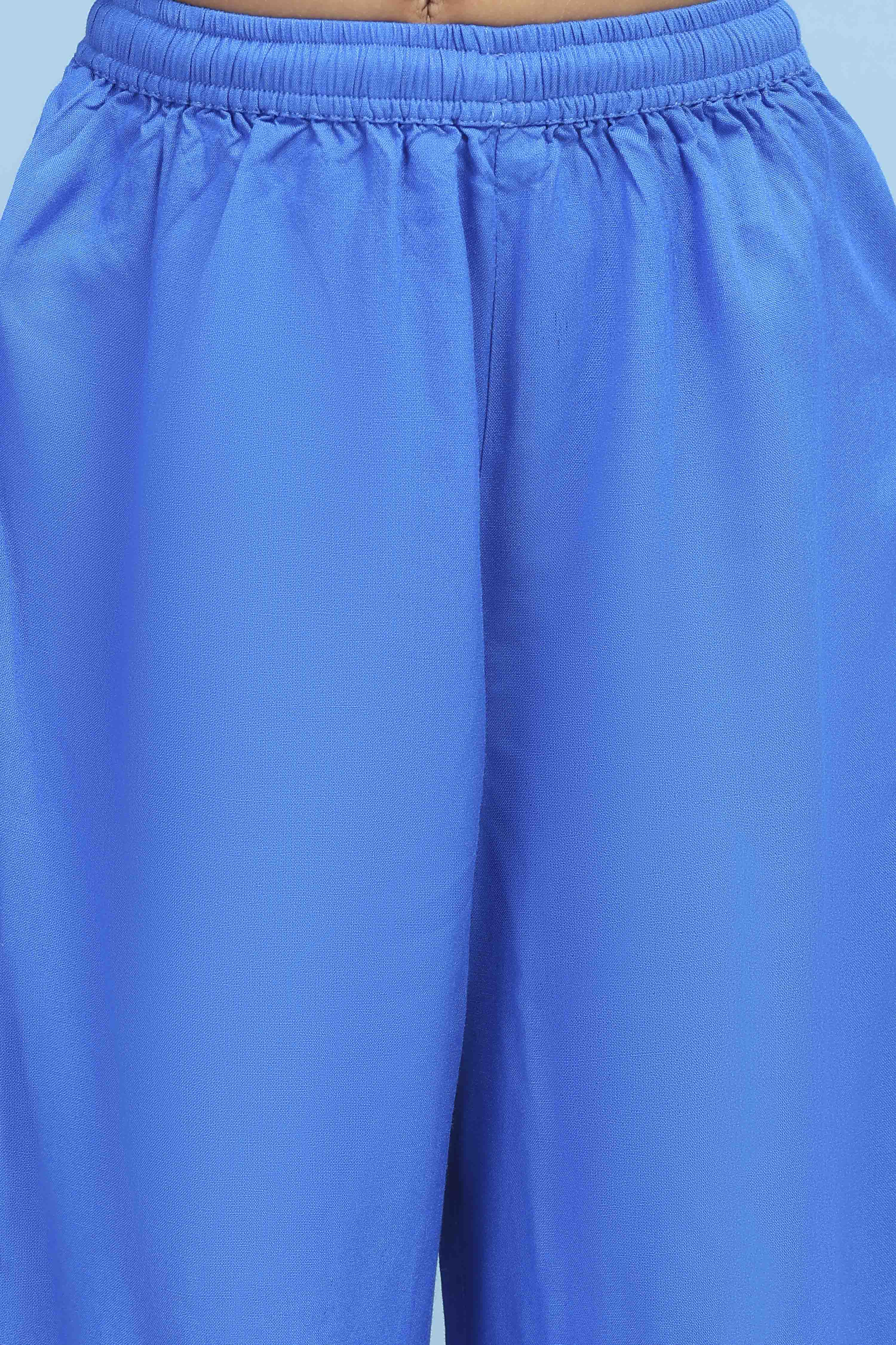 Blue Cotton Printed Tiered Suit Set image number 2