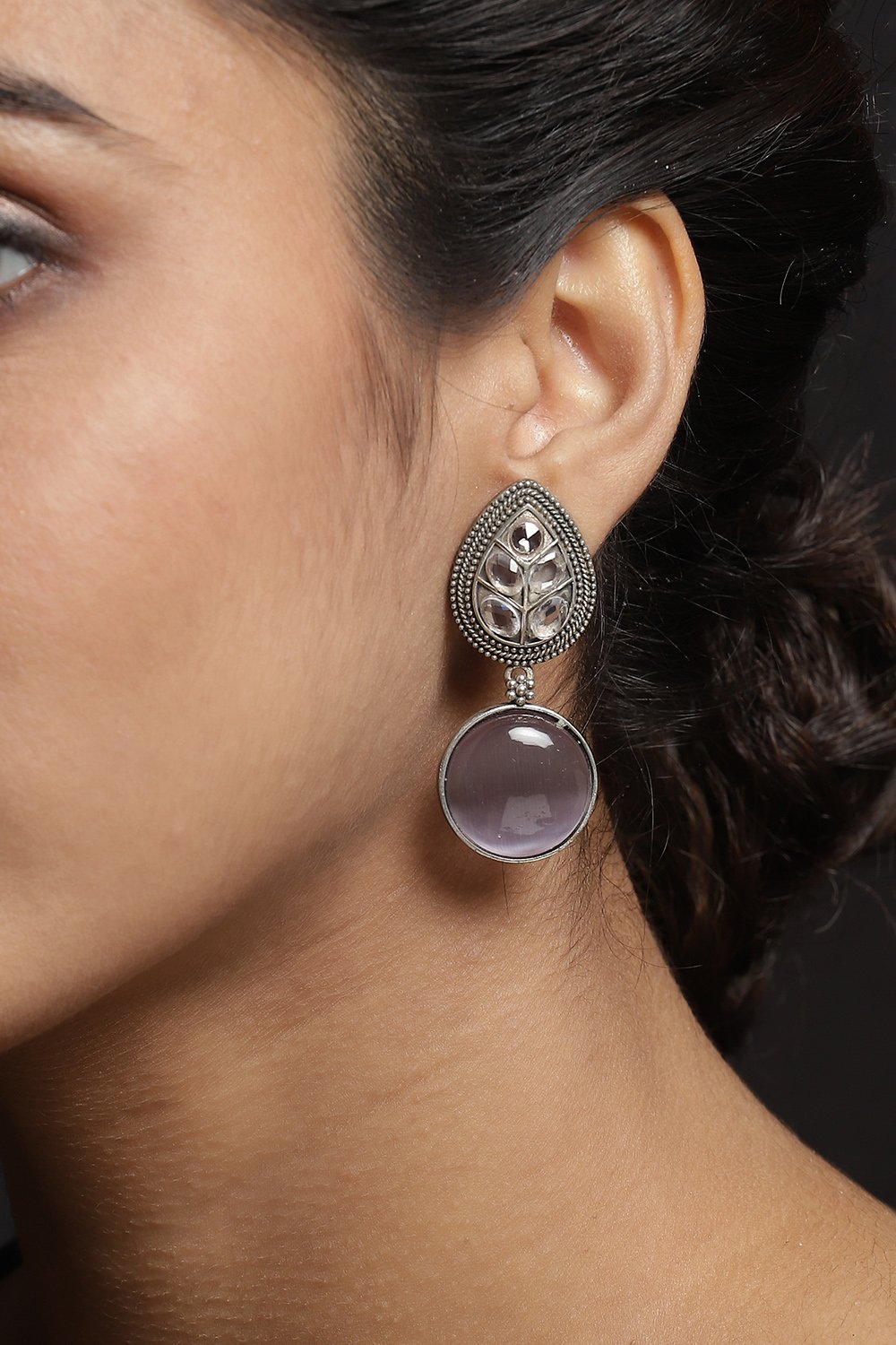 Light Purple Oxidised Earrings image number 3