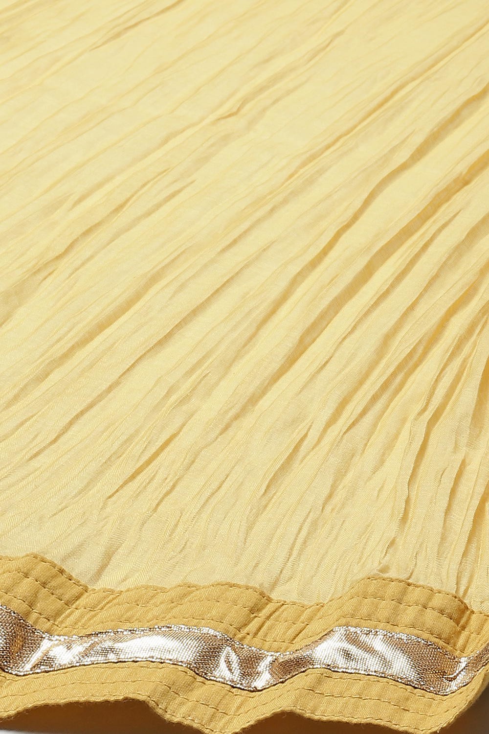 Yellow Cotton Silk Anarkali Yarndyed Suit Set image number 3