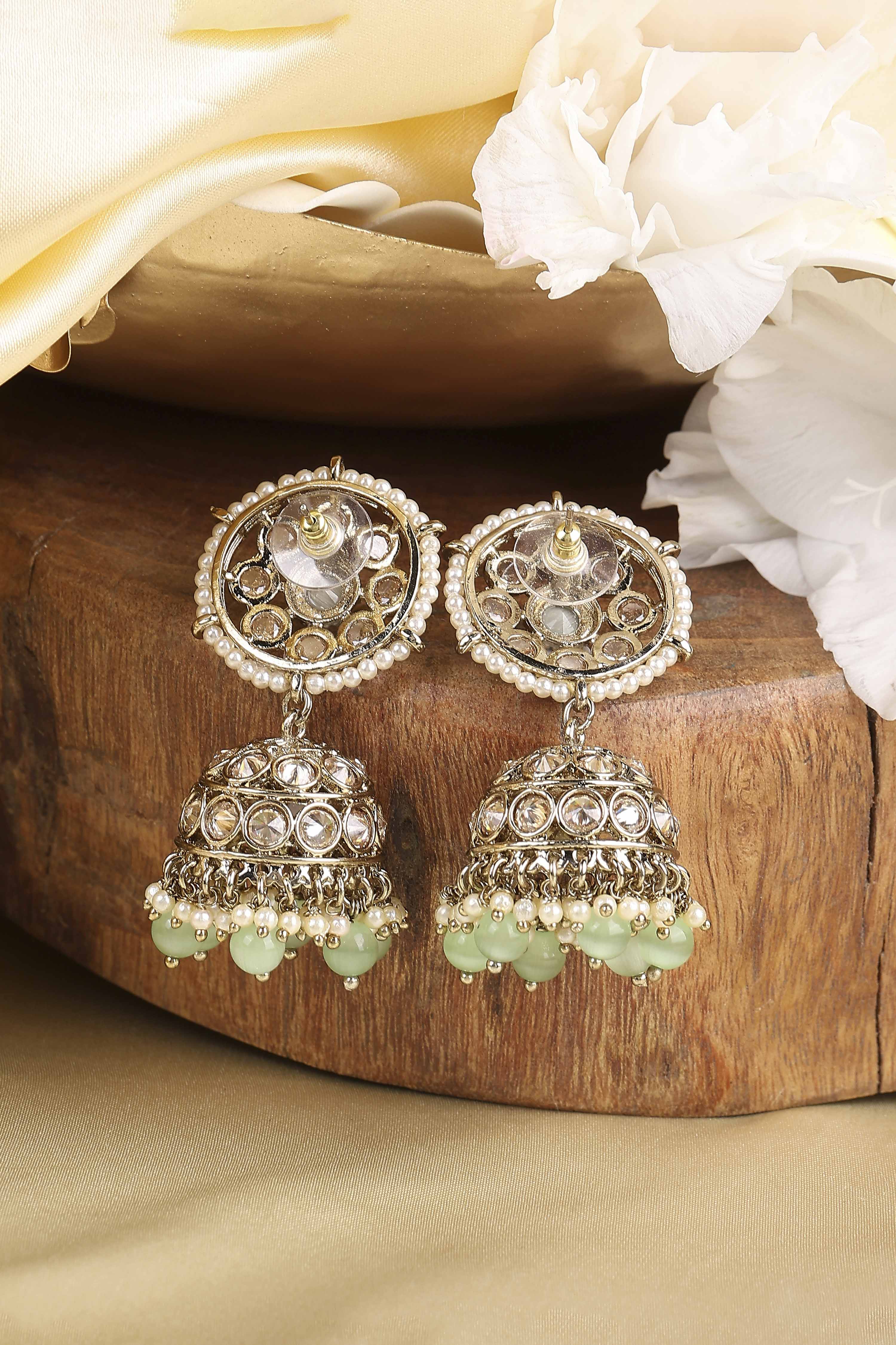 Mint Green Pearl Earrings image number 2