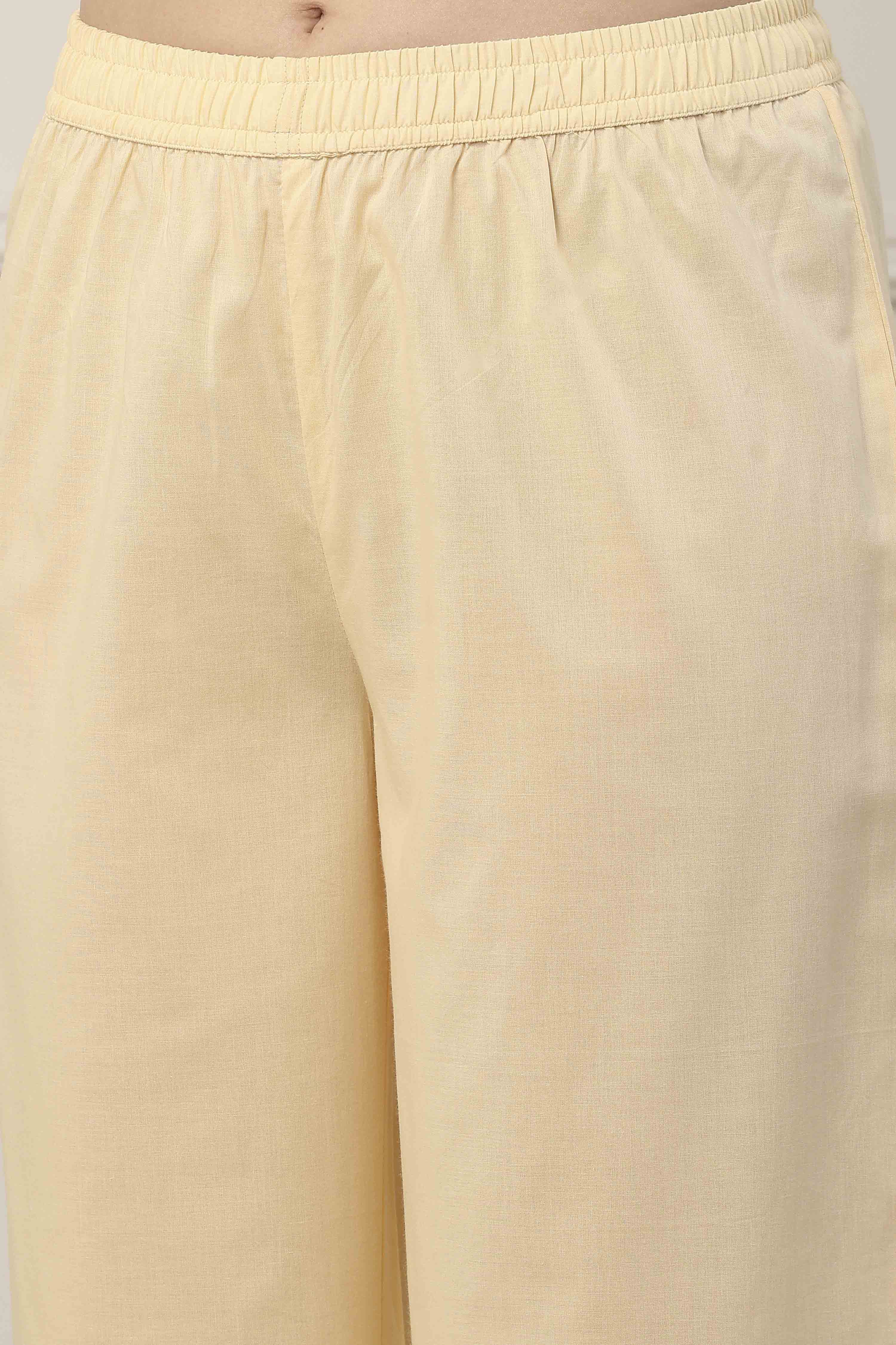 Beige Cotton Kalidar Suit Set image number 2