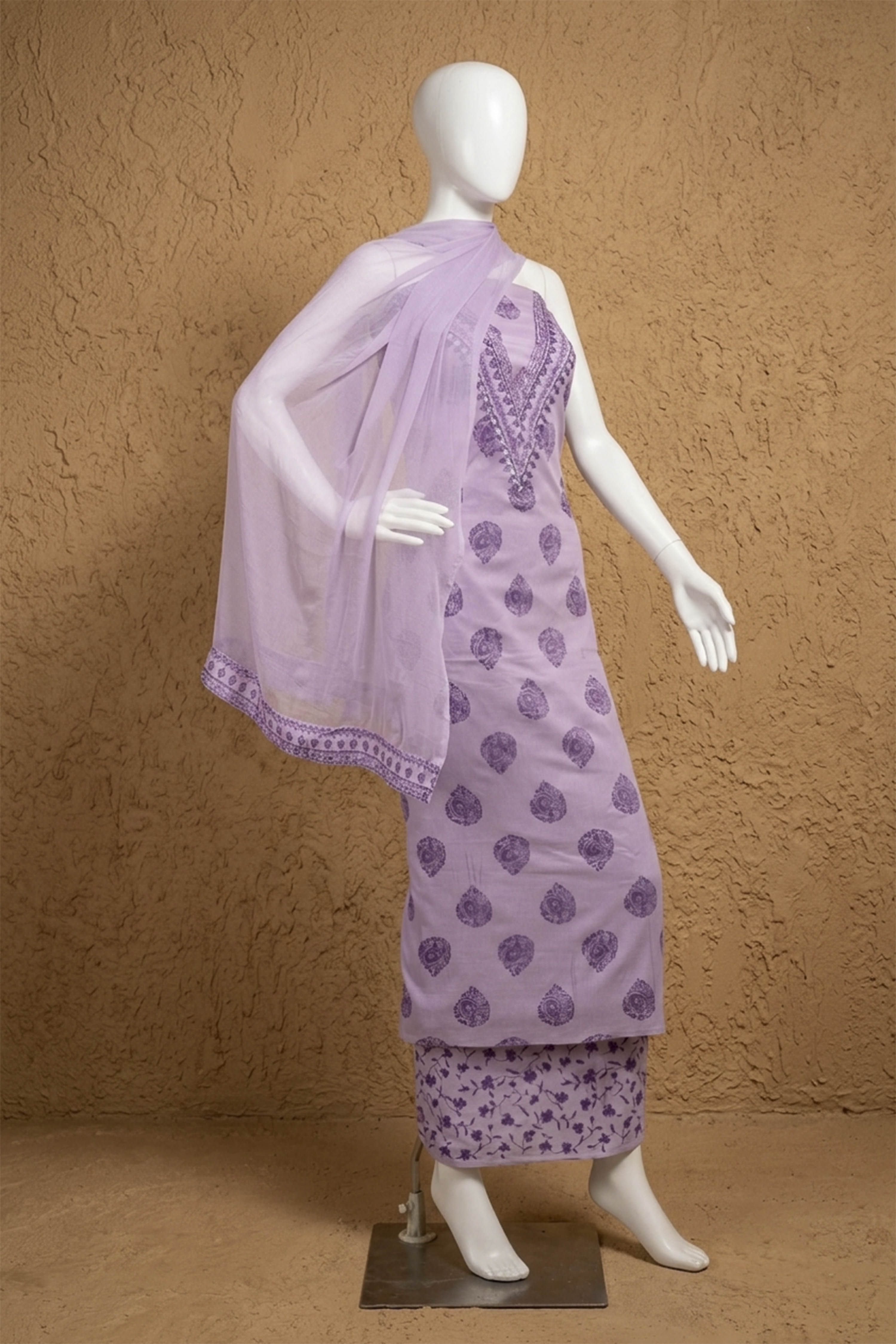 Pastel Cotton Printed Unstitched Suit Set image number 4